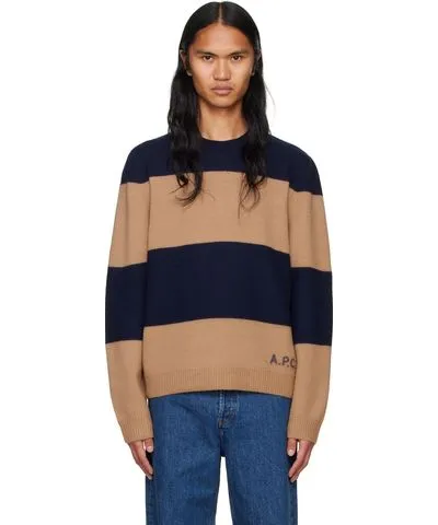 A.P.C. Navy & Tan Edward Sweater