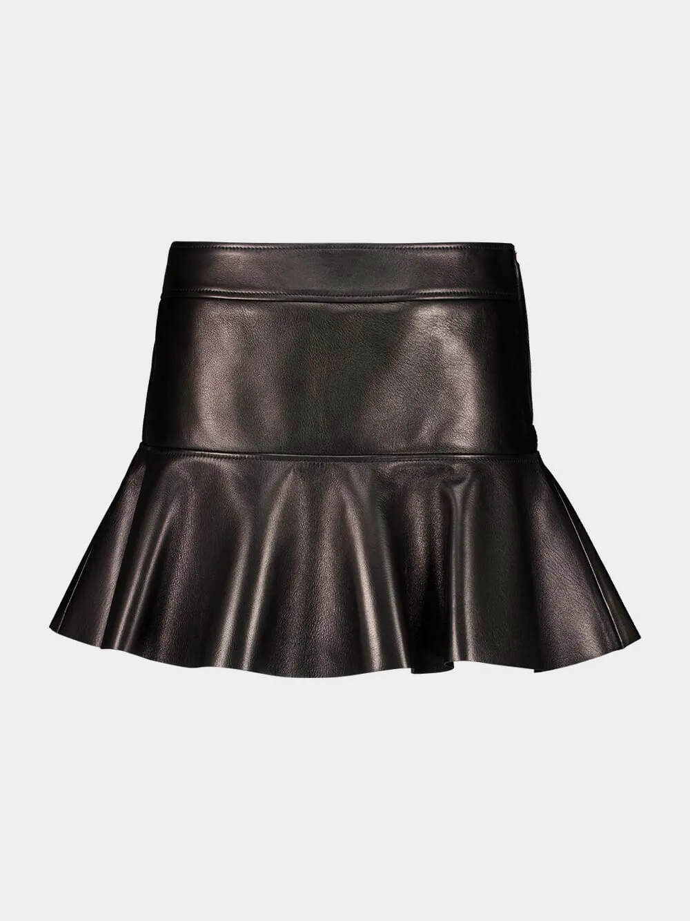 Black Shiny Plonge Leather Mini Skirt