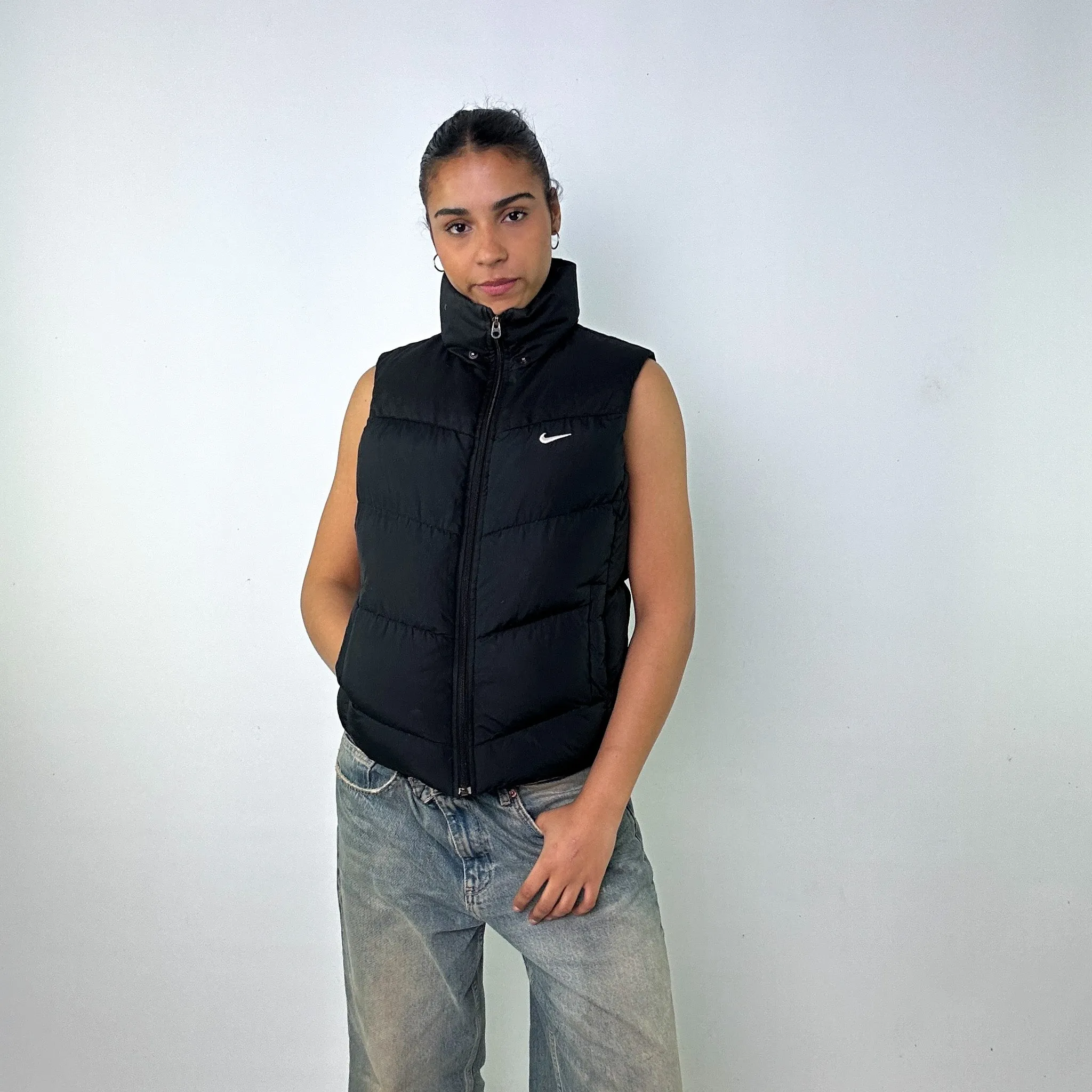 Black y2ks NIKE Puffer Jacket Coat Gilet (M)