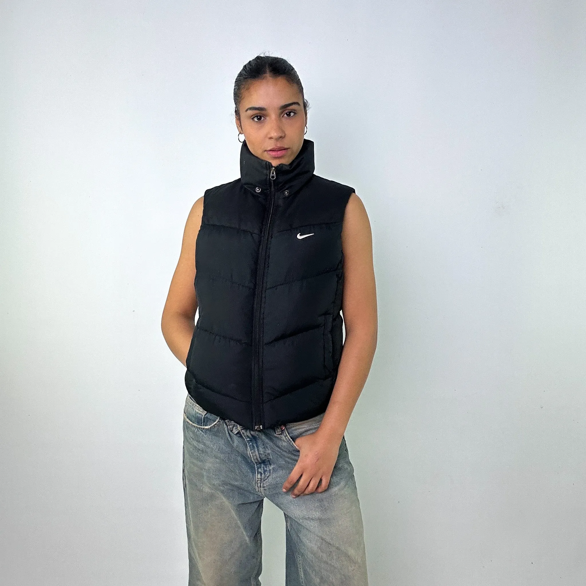 Black y2ks NIKE Puffer Jacket Coat Gilet (M)