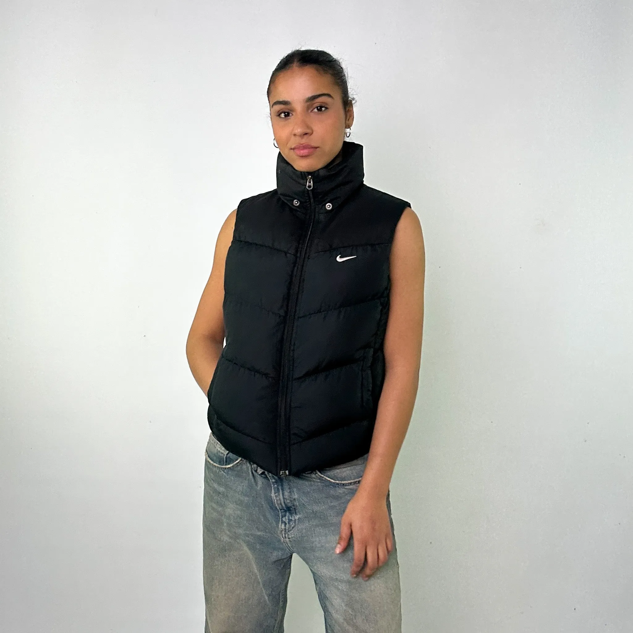 Black y2ks NIKE Puffer Jacket Coat Gilet (M)