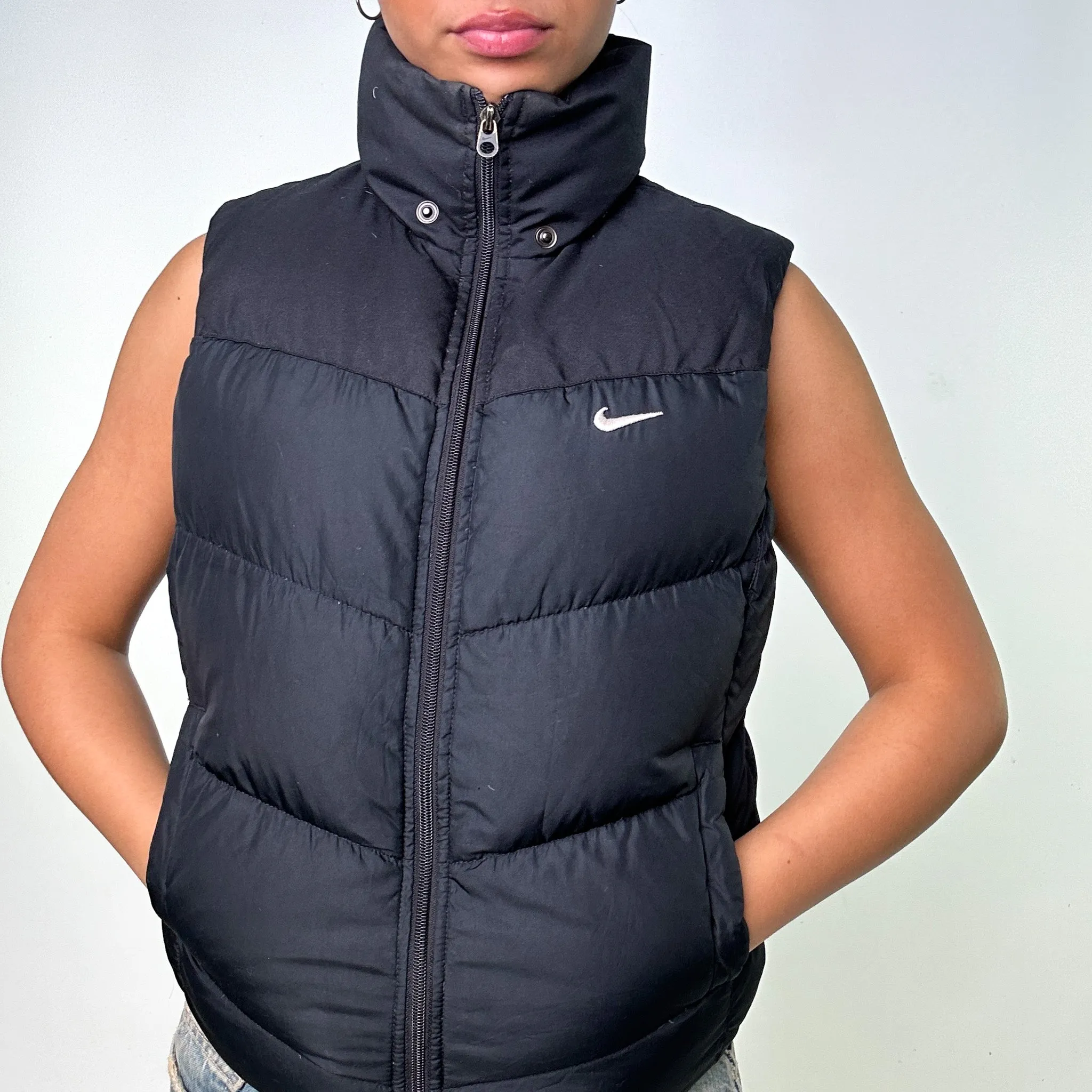 Black y2ks NIKE Puffer Jacket Coat Gilet (M)