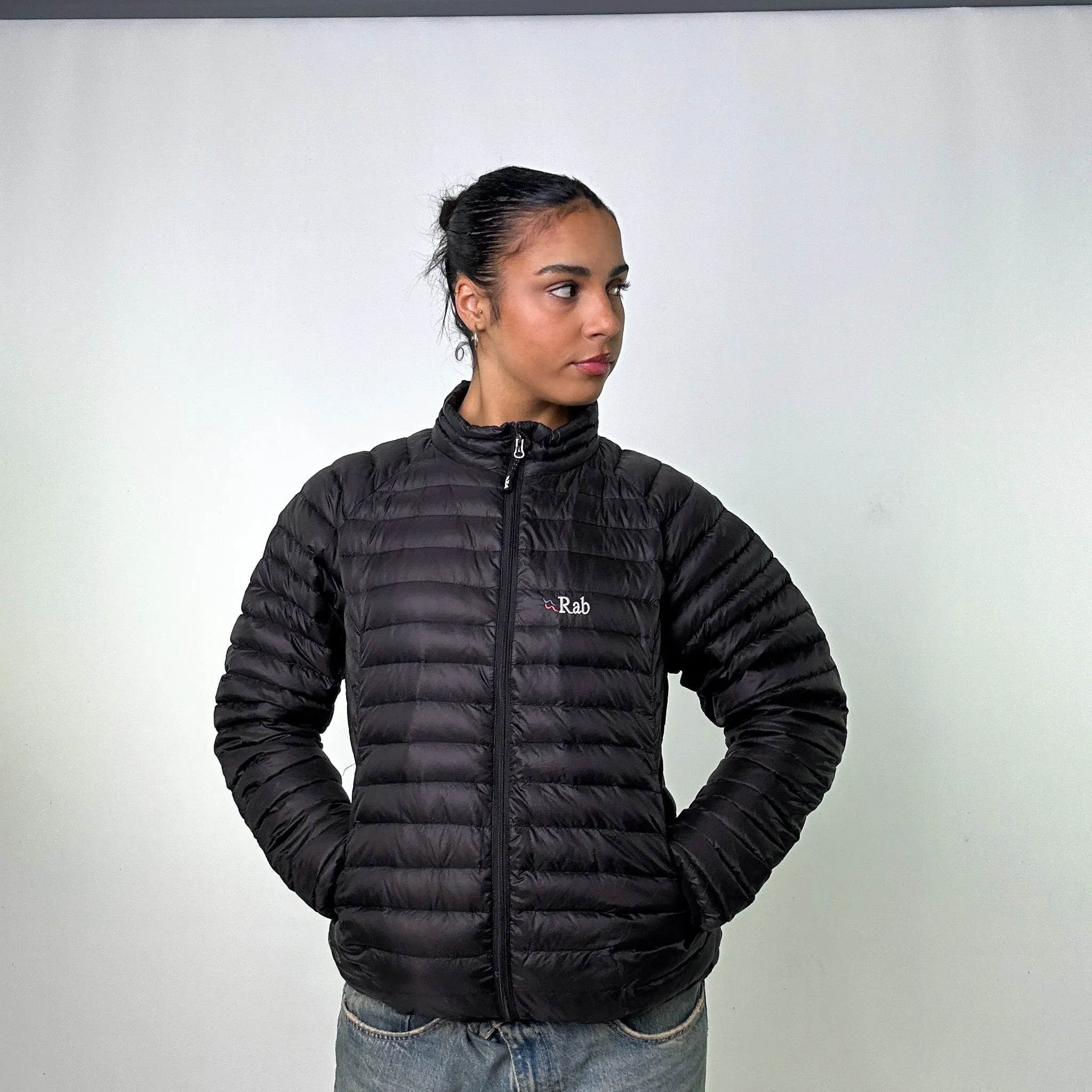 Black y2ks Rab Microlight Puffer Jacket Coat (L)