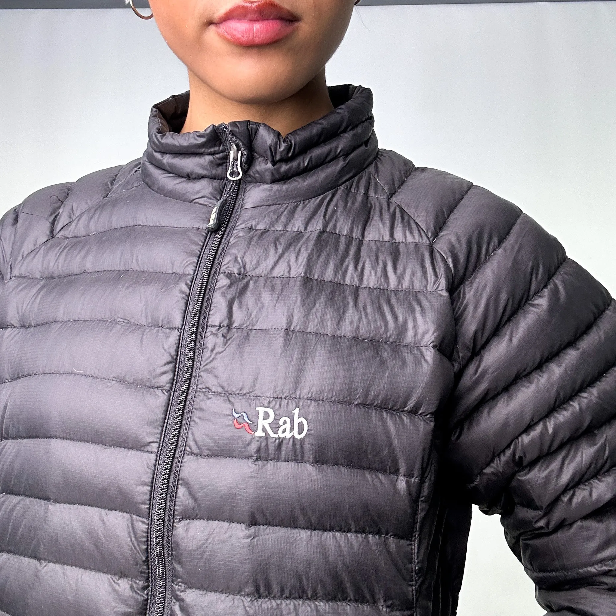 Black y2ks Rab Microlight Puffer Jacket Coat (L)