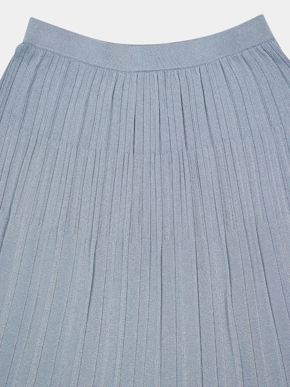 Blue Lurex Waverly Rib Midi Skirt