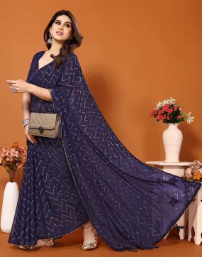 Blue Printed Saree