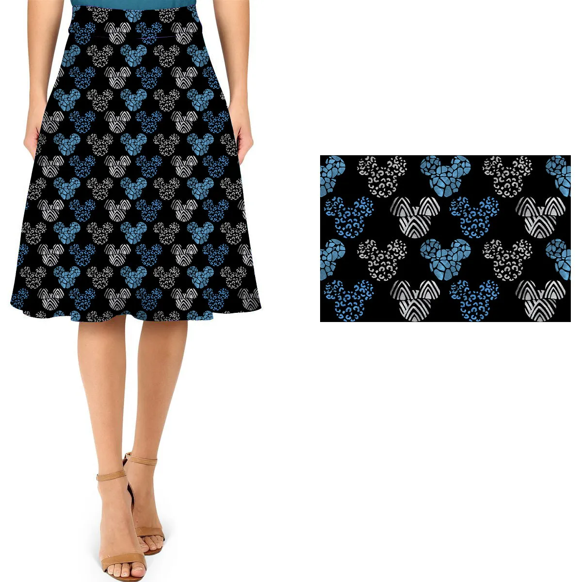 Blue Safari Swing Skirt with Pockets