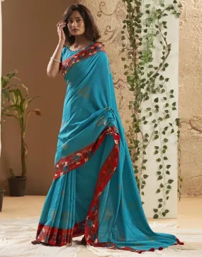 Blue Silk Printed Sarees