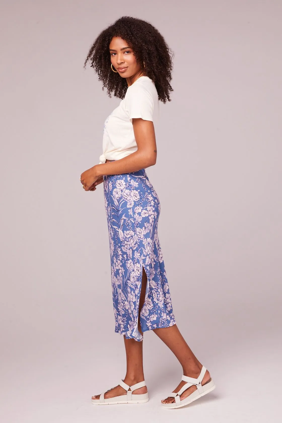 B.O.G. Emmy Floral Skirt in Blue Amethyst