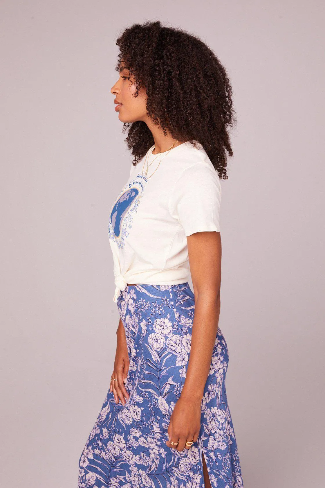 B.O.G. Emmy Floral Skirt in Blue Amethyst