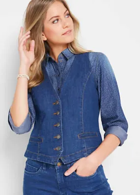 bonprix Pocket Denim Waistcoat