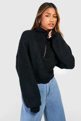 Boucle Half Zip Sweater