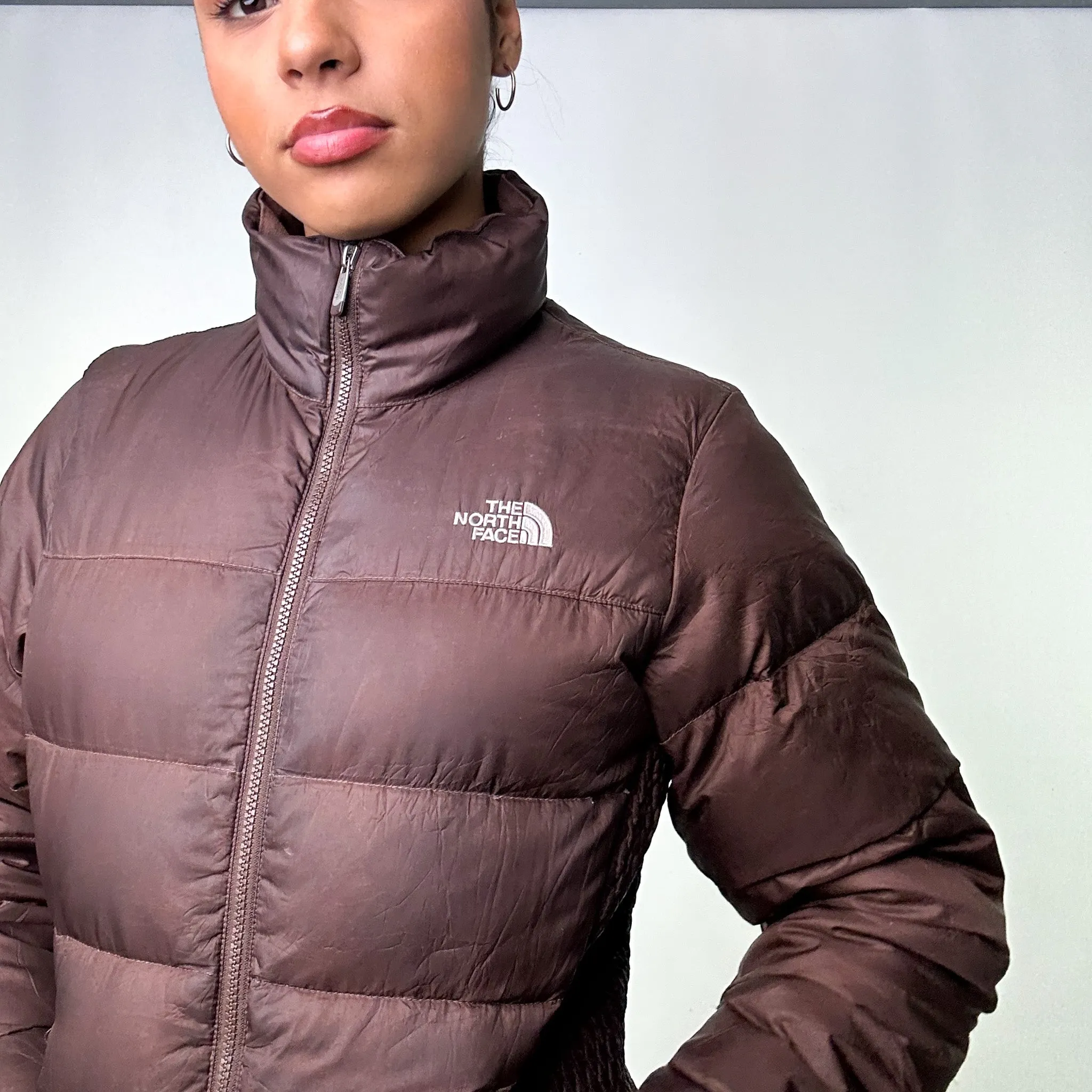 Brown y2ks The North Face 550 Series Puffer Jacket Coat (M)