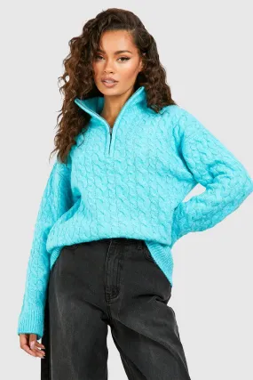 Cable Knit Half Zip Sweater