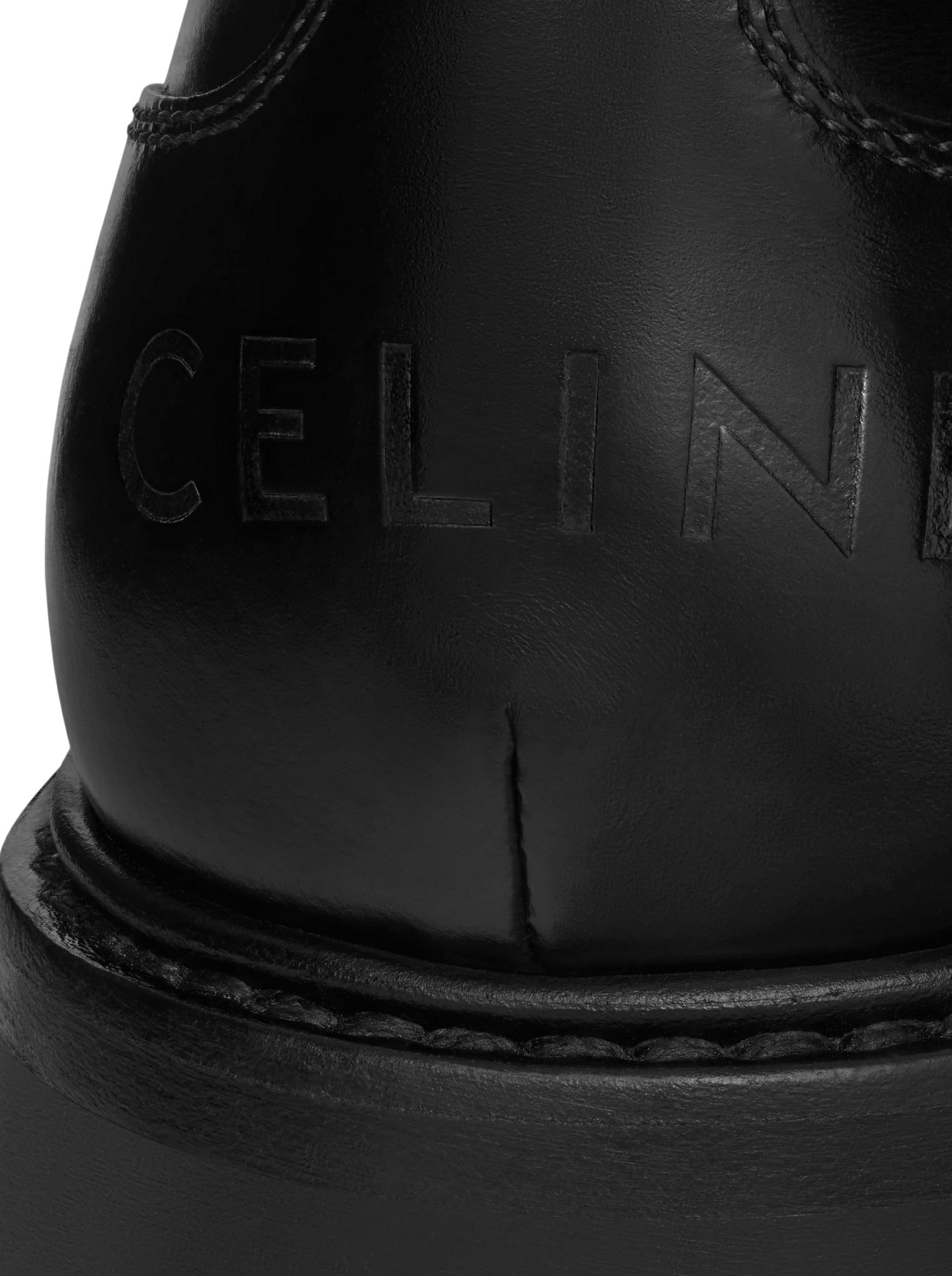 CELINE TRIOMPHE RANGERS DERBY WITH PERFORATED TRIOMPHE MOTIF IN POLISHED BULLS LEATHER