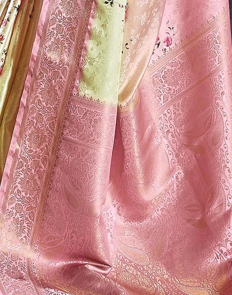 Cream Silk Woven Sarees