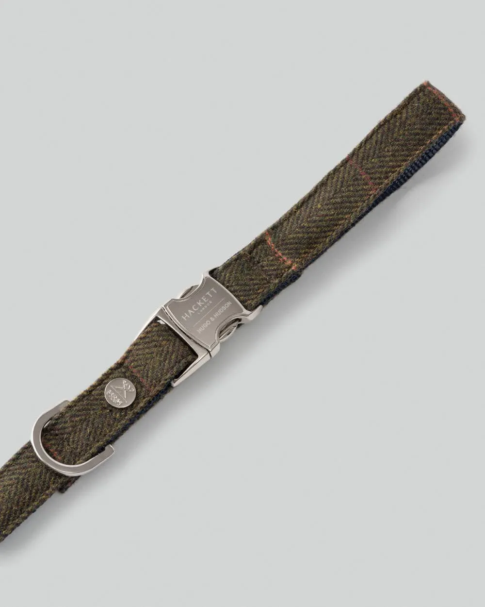 Dark Green Checked Herringbone Tweed Dog Lead