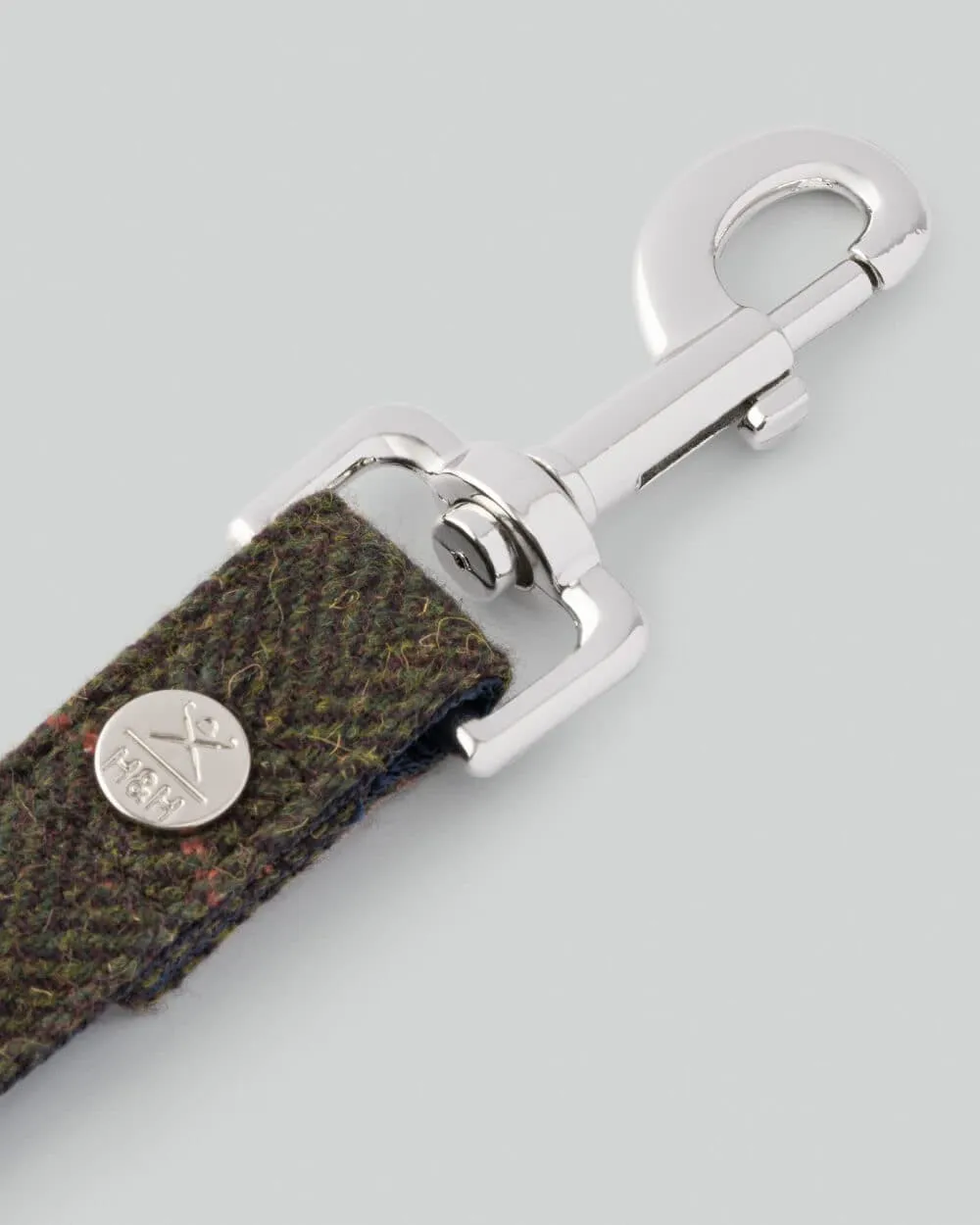 Dark Green Checked Herringbone Tweed Dog Lead