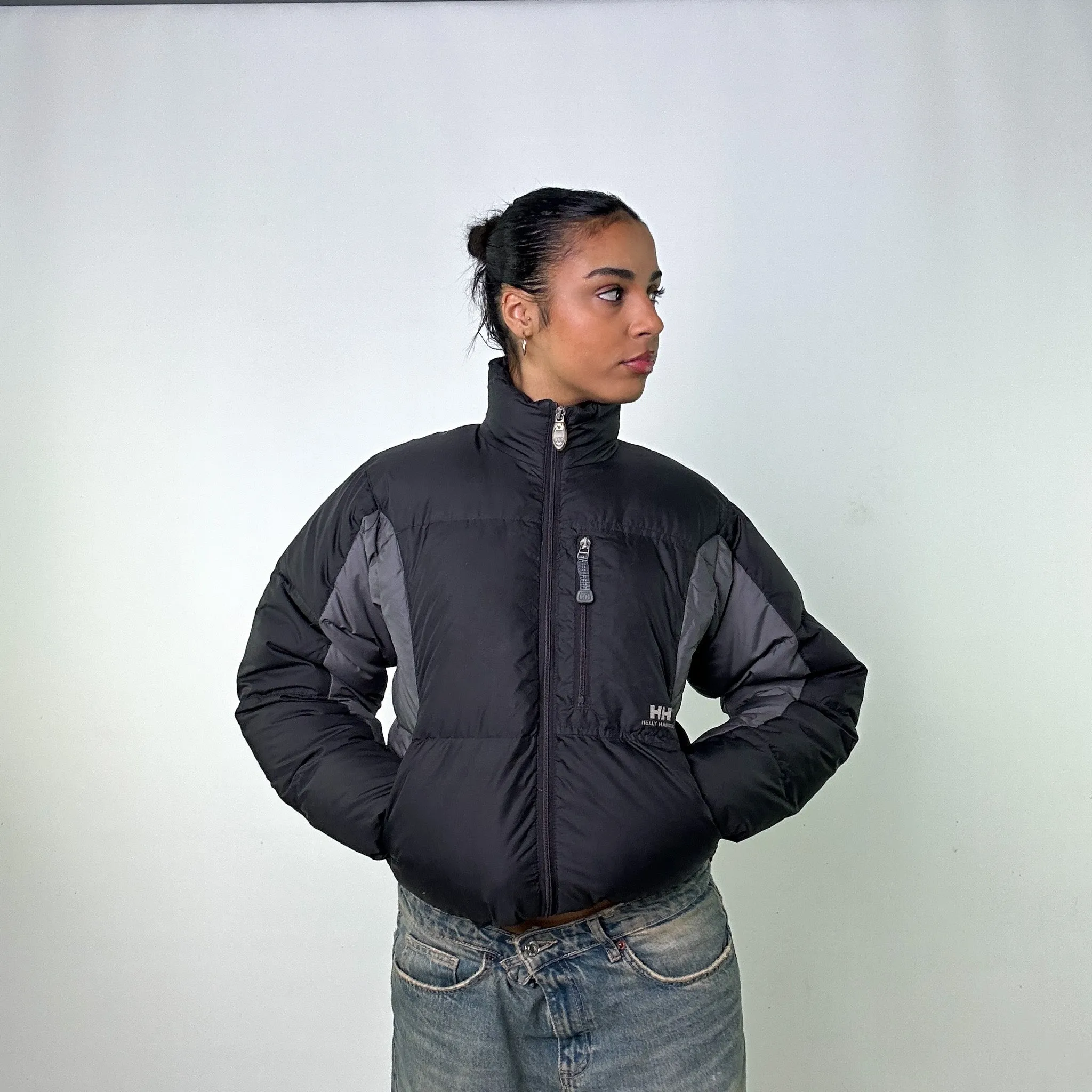 Dark Grey 90s Helly Hansen Two Tone Puffer Jacket Coat (S)