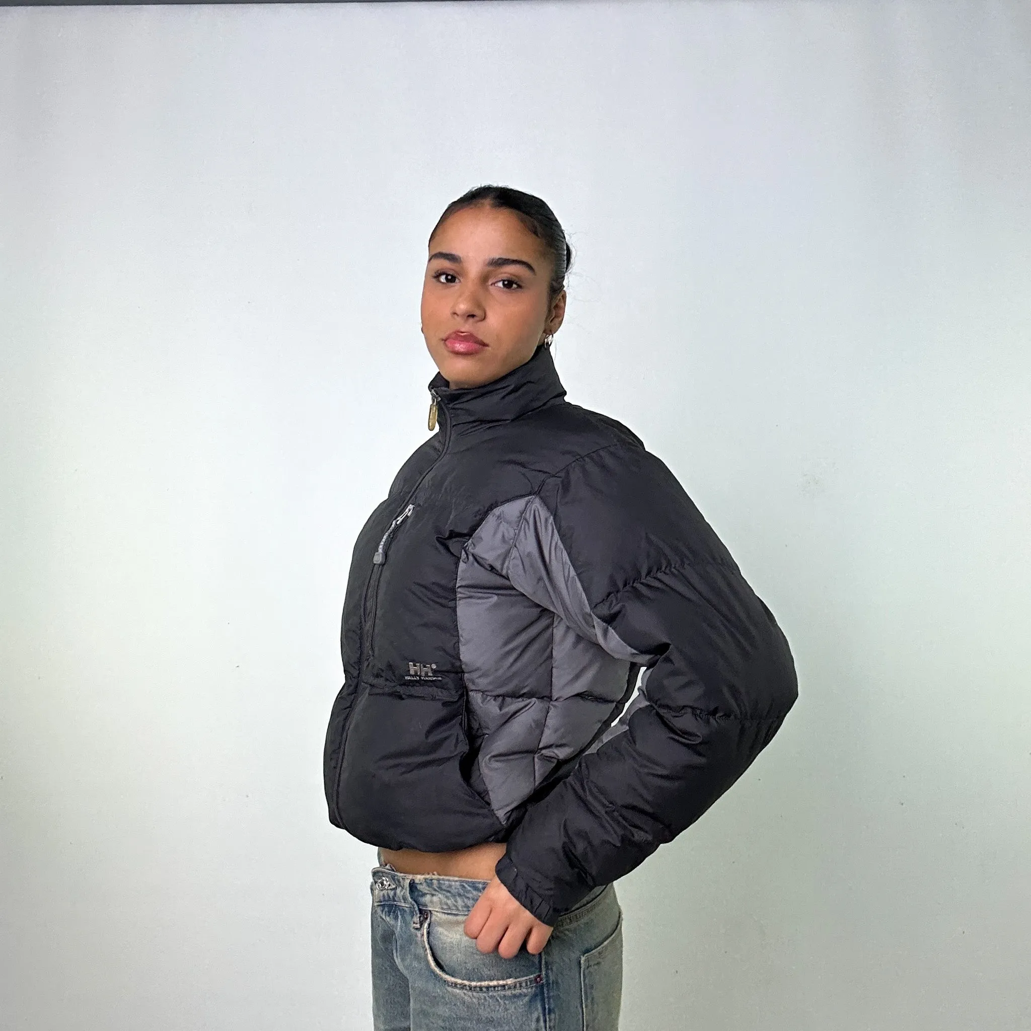 Dark Grey 90s Helly Hansen Two Tone Puffer Jacket Coat (S)