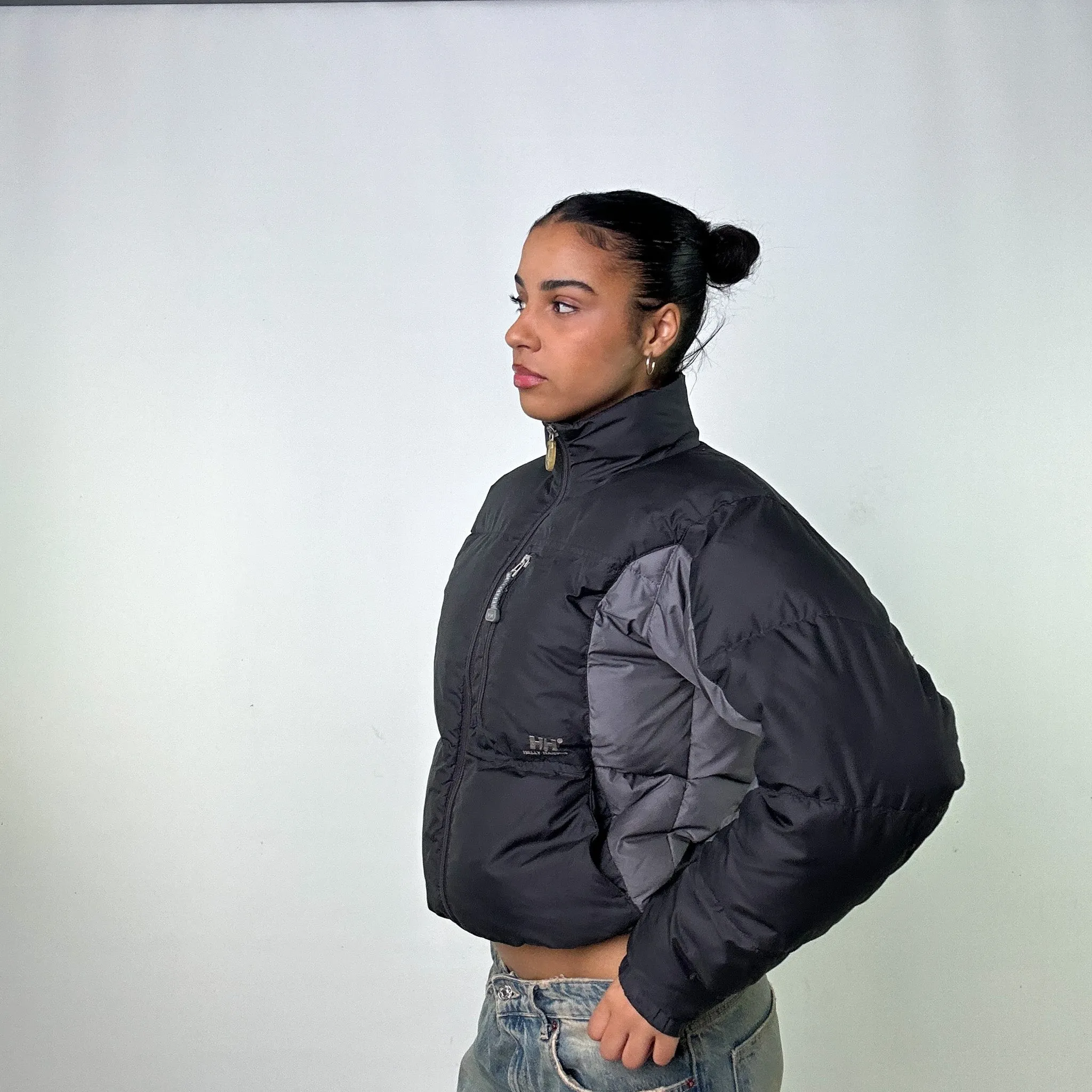 Dark Grey 90s Helly Hansen Two Tone Puffer Jacket Coat (S)