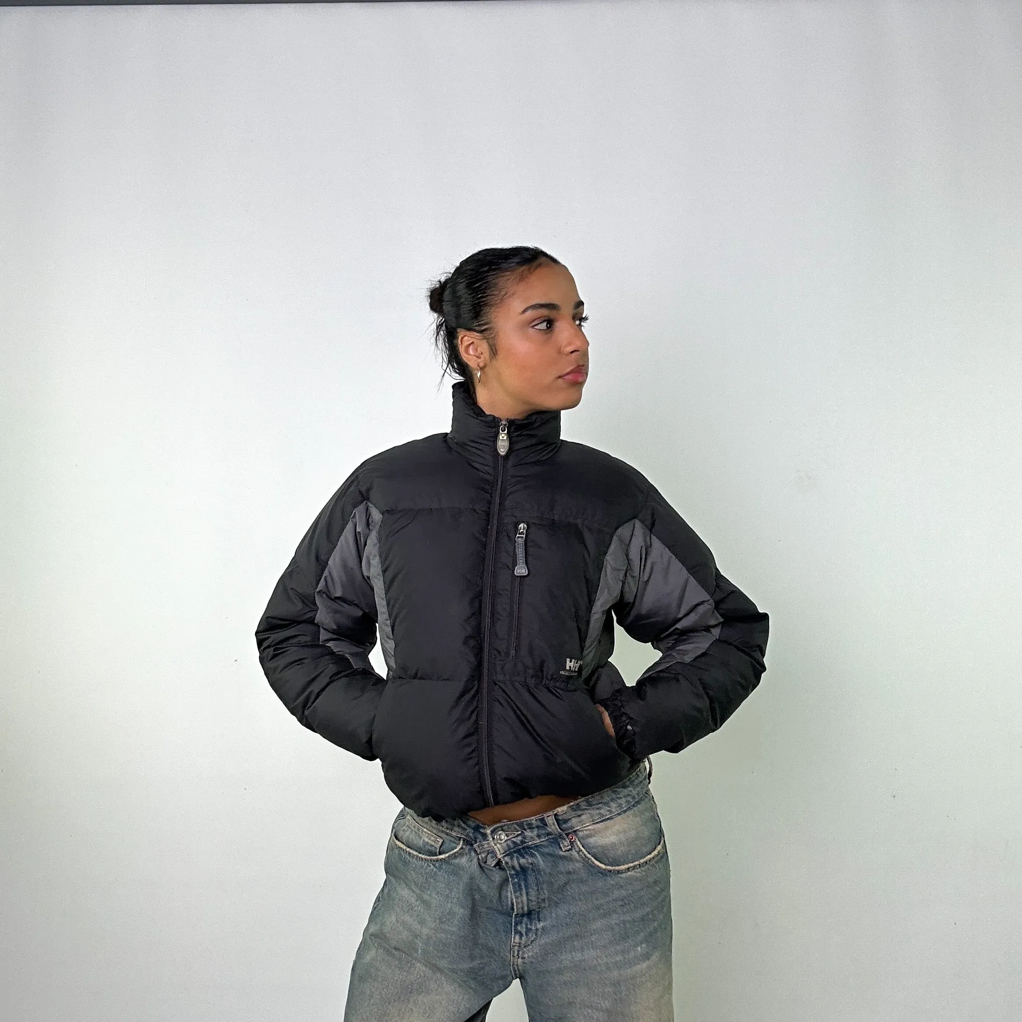 Dark Grey 90s Helly Hansen Two Tone Puffer Jacket Coat (S)