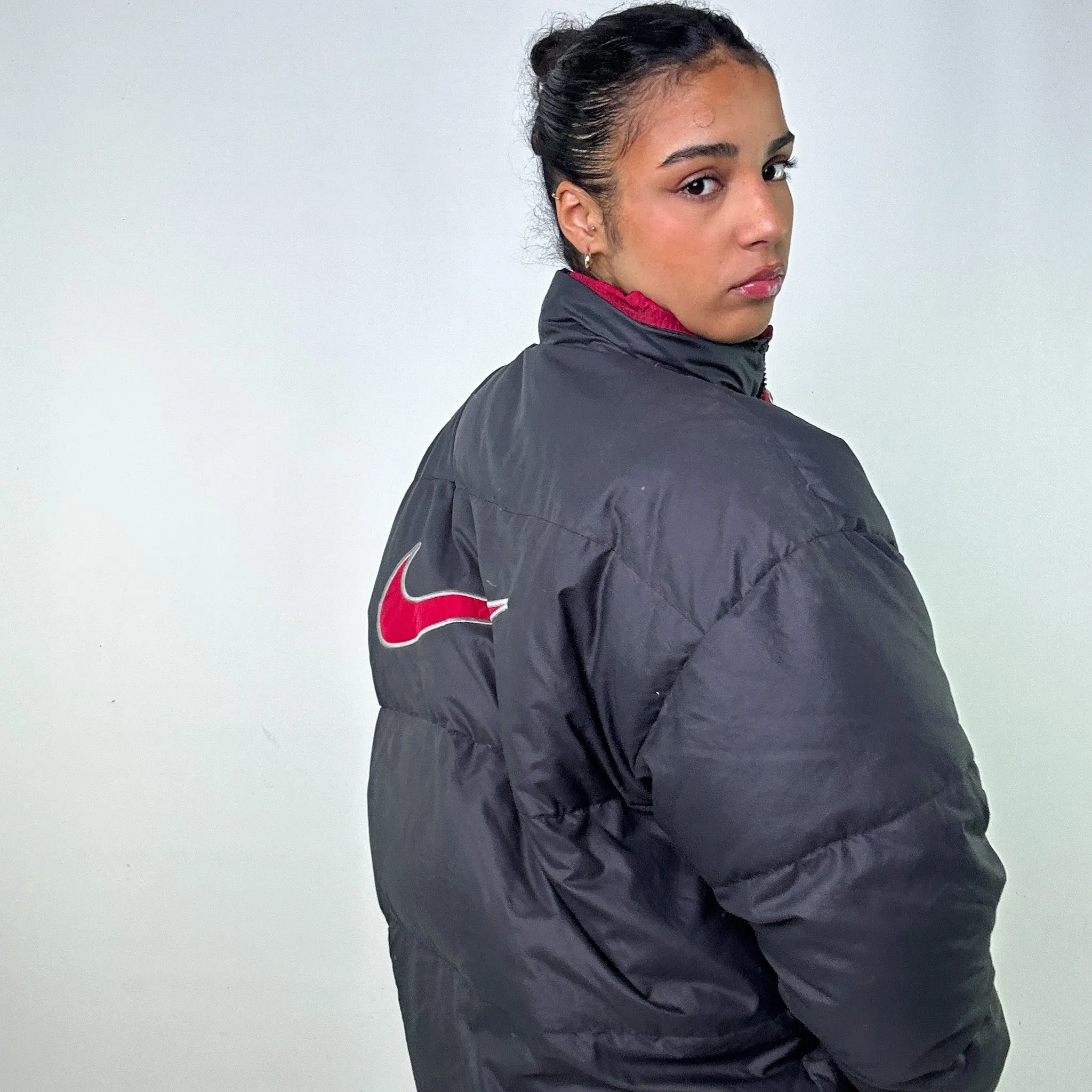 Dark Grey 90s NIKE Puffer Jacket Coat (M)