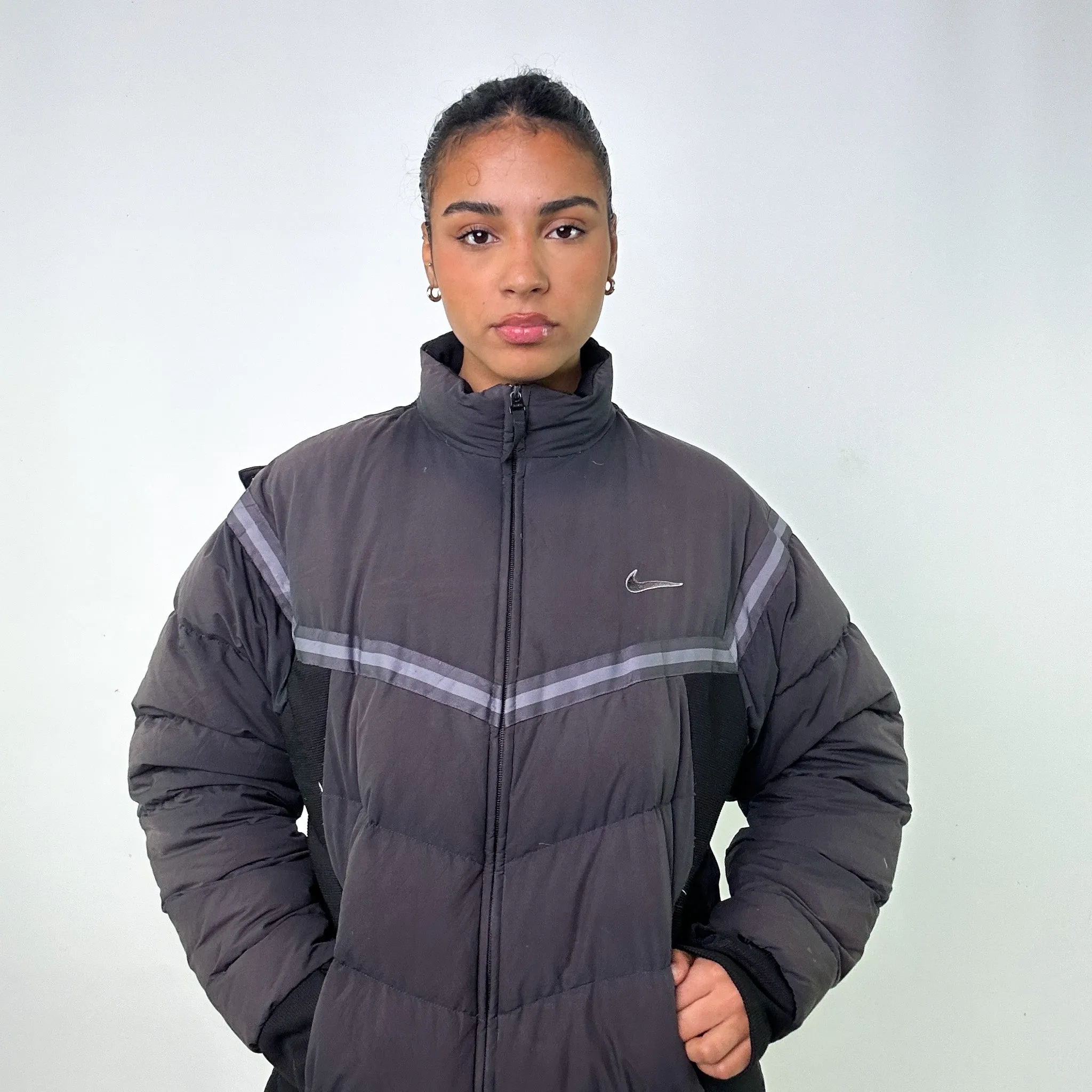 Dark Grey y2ks NIKE Puffer Jacket Coat (M)