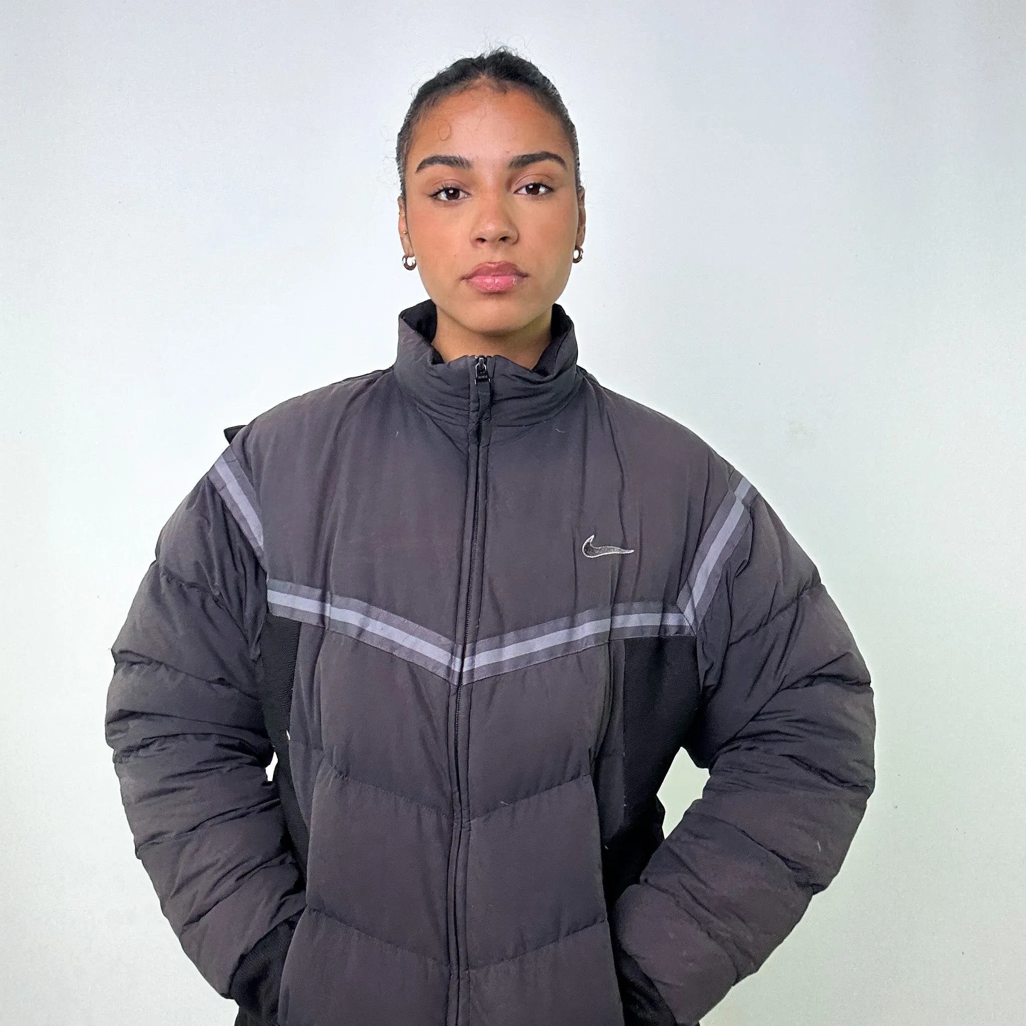 Dark Grey y2ks NIKE Puffer Jacket Coat (M)