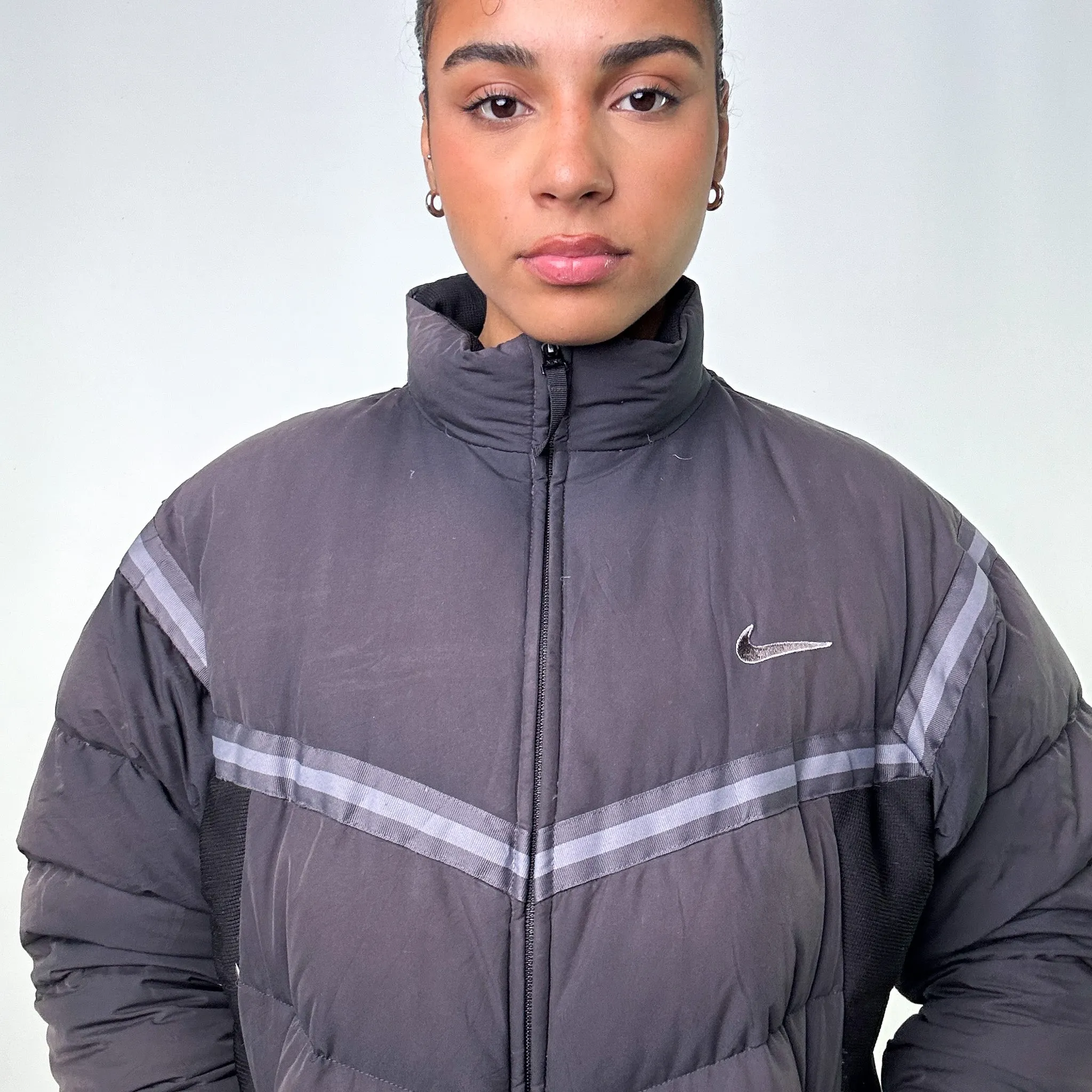 Dark Grey y2ks NIKE Puffer Jacket Coat (M)