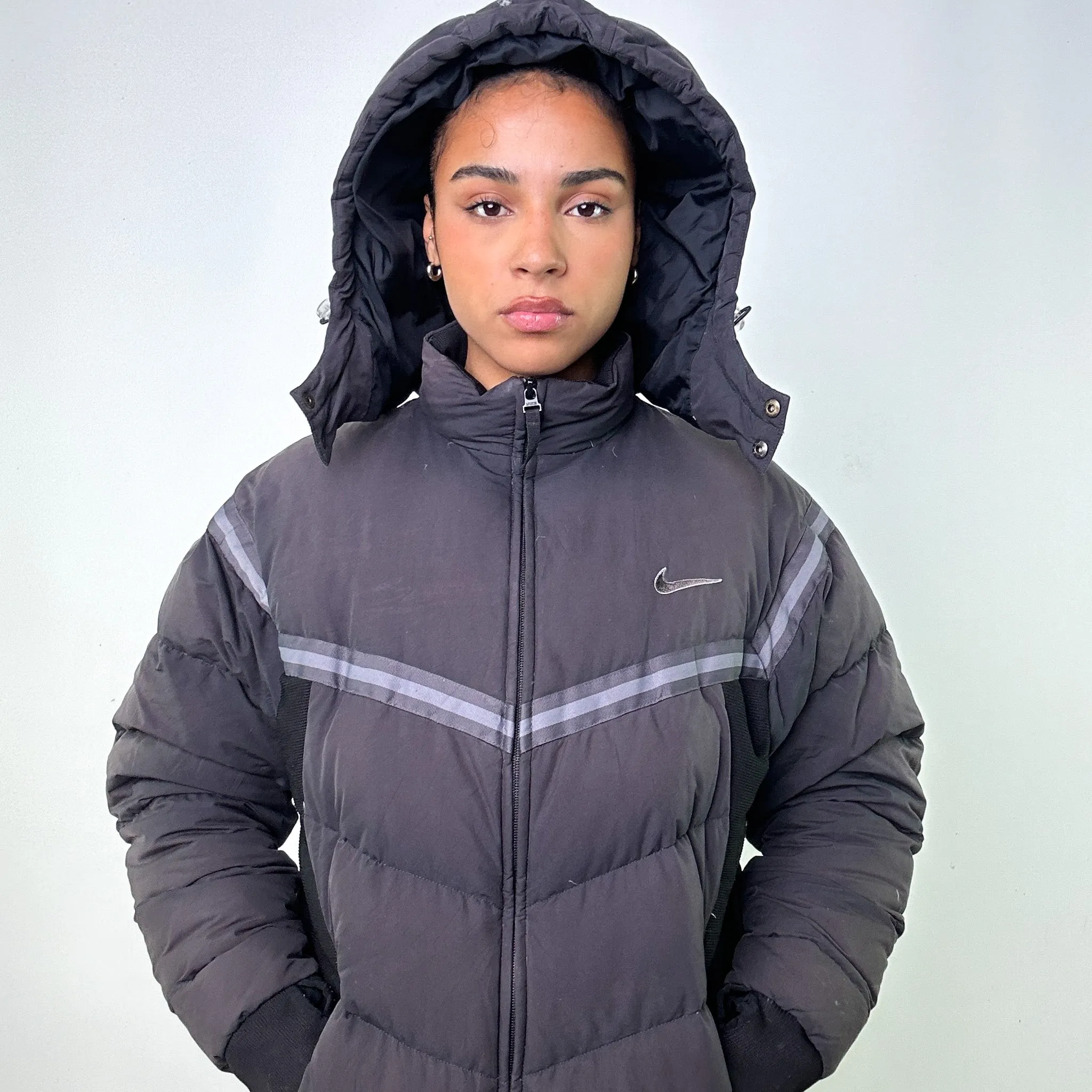 Dark Grey y2ks NIKE Puffer Jacket Coat (M)