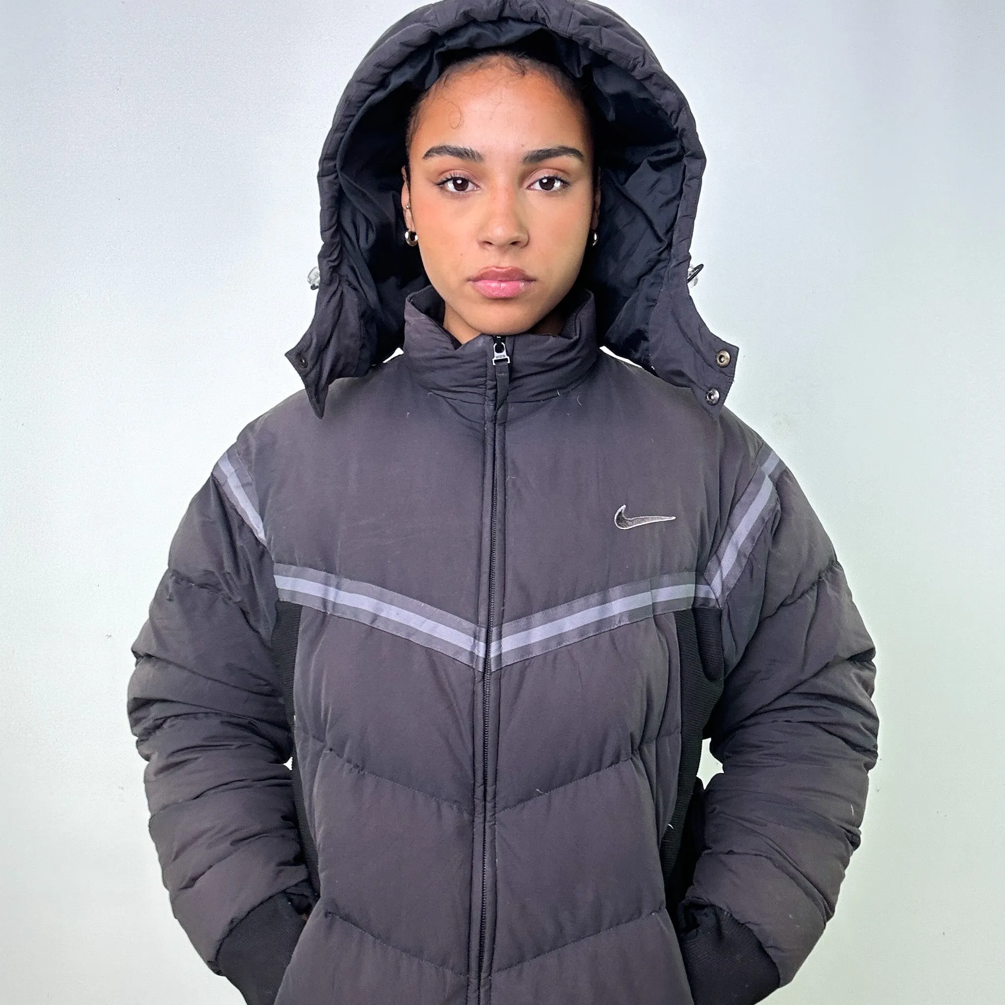 Dark Grey y2ks NIKE Puffer Jacket Coat (M)