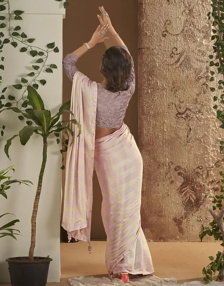 Dusty Mauve Chiffon Plain Sarees