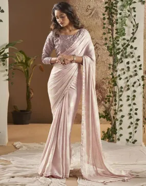 Dusty Mauve Chiffon Plain Sarees