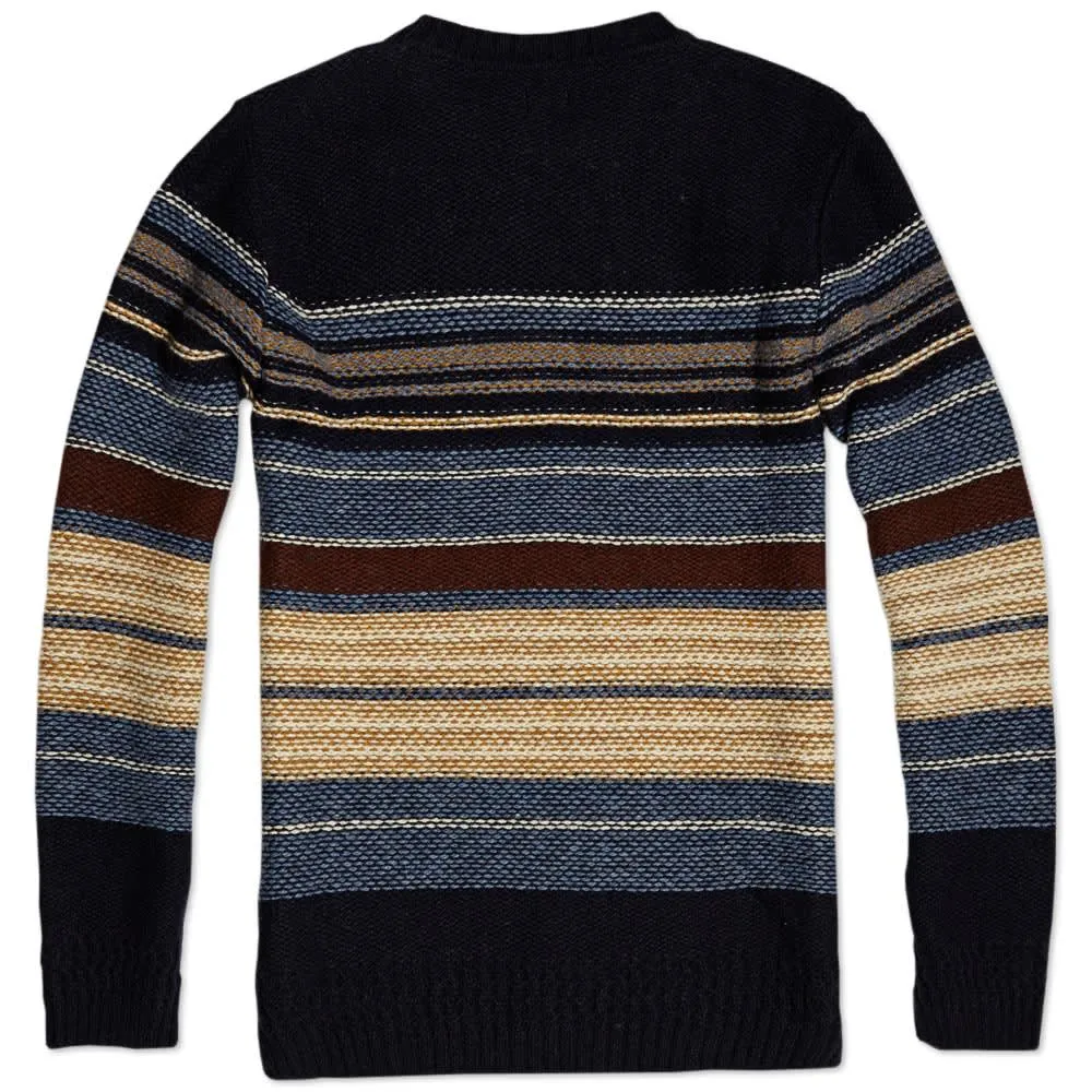 Edwin Docker Striped Wool Blended SweaterStriped Navy