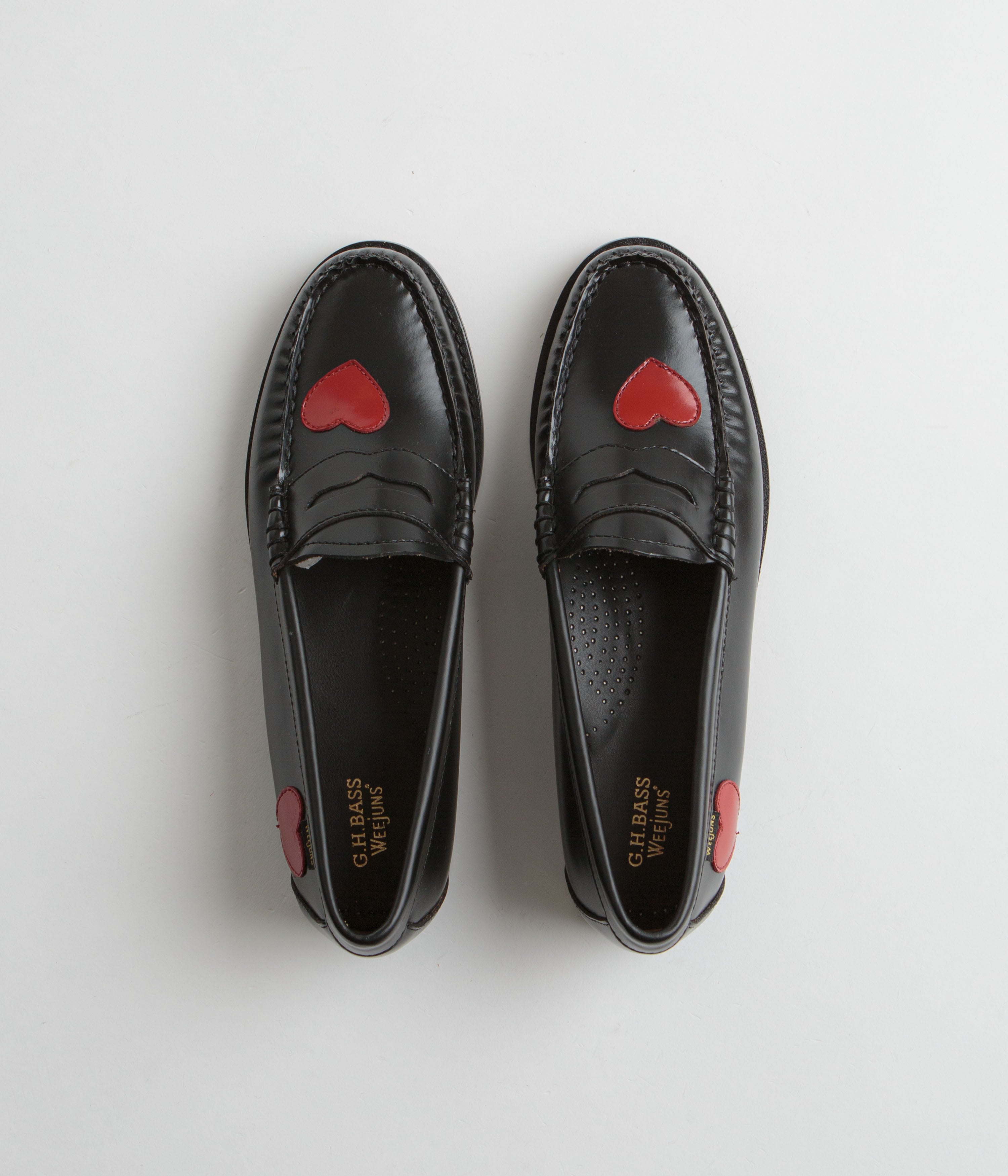 G.H. Bass Womens Weejun Penny Love Shoes - Black / Red