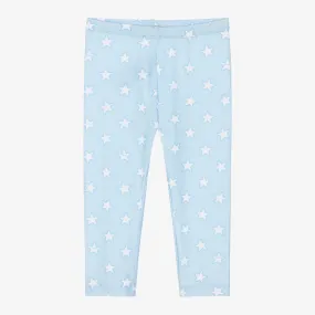 Girls Blue Cotton Star Leggings