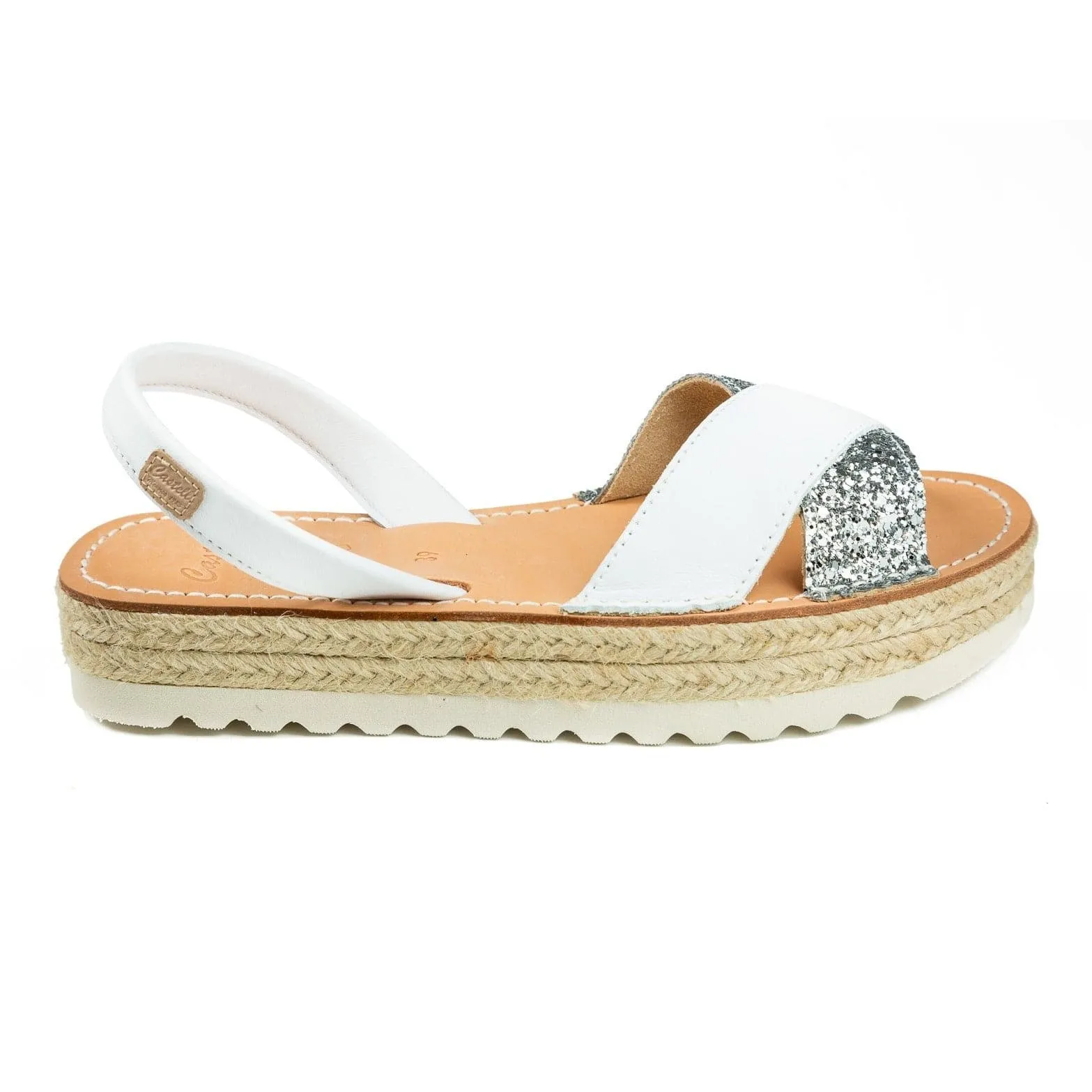 Glittery Platform Leather Menorcan Sandal For Women - A A Double 1989