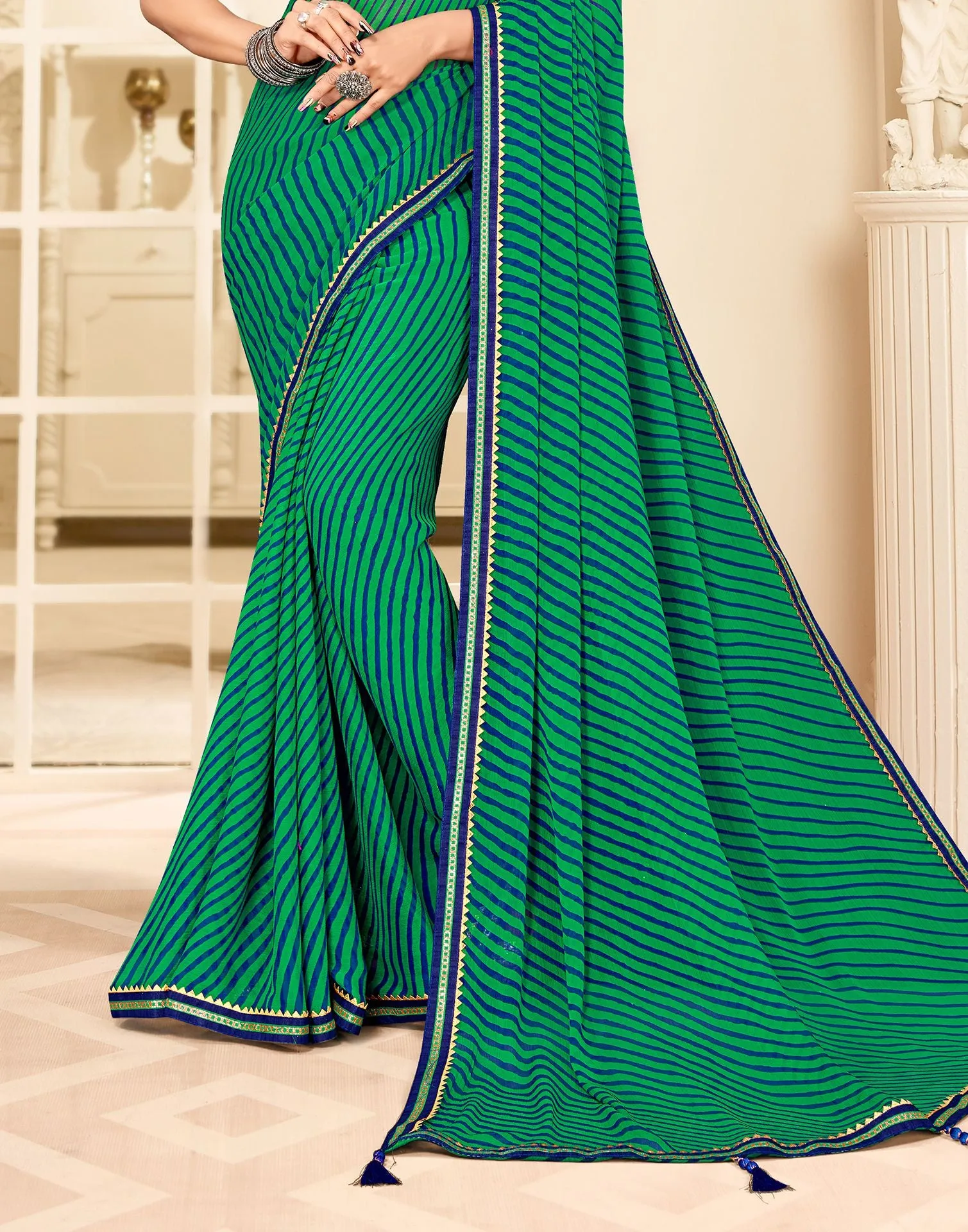 Green Printed Saree