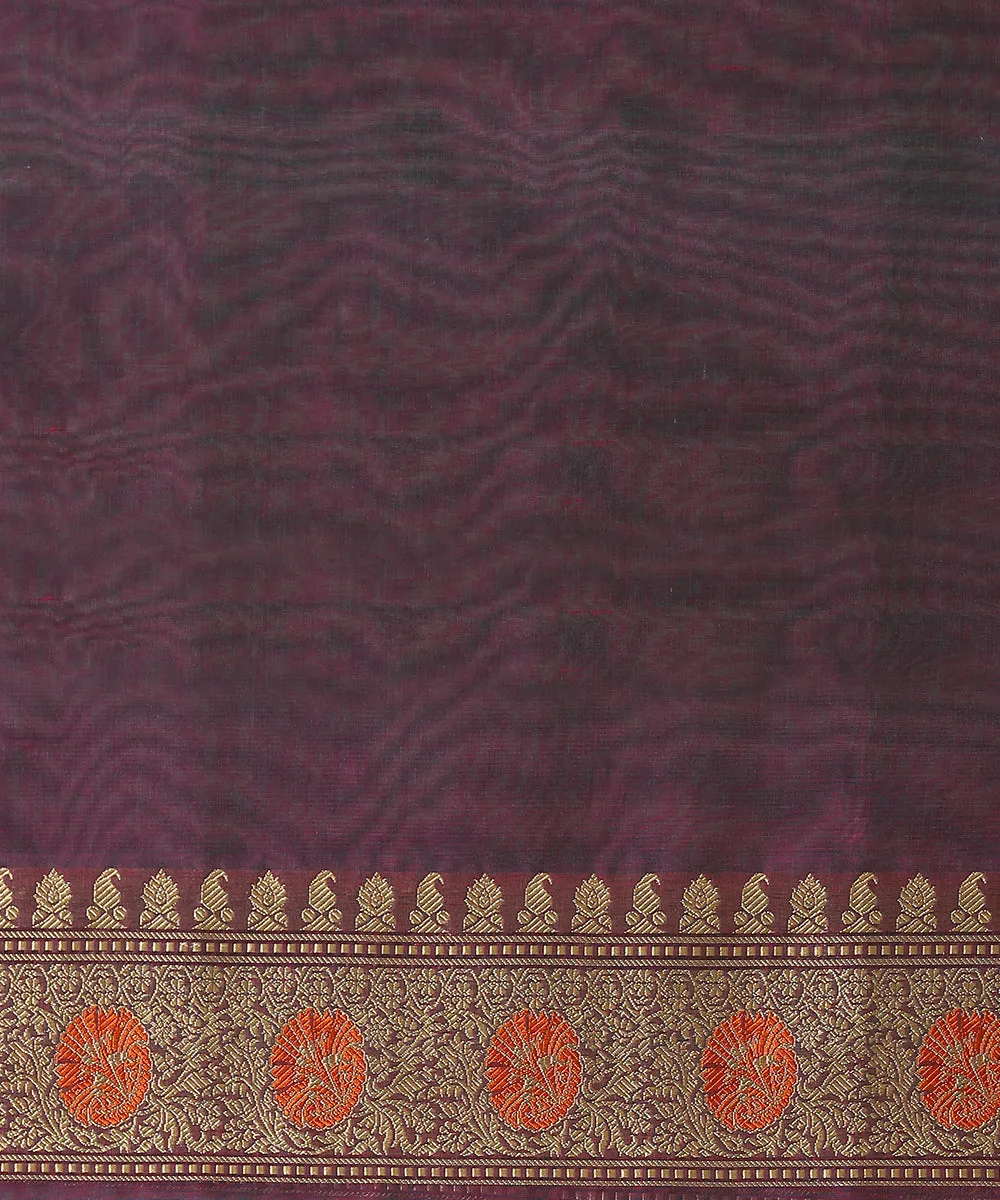 Handloom Grey And Mauve Organza Banarasi Saree with Meenakari Border