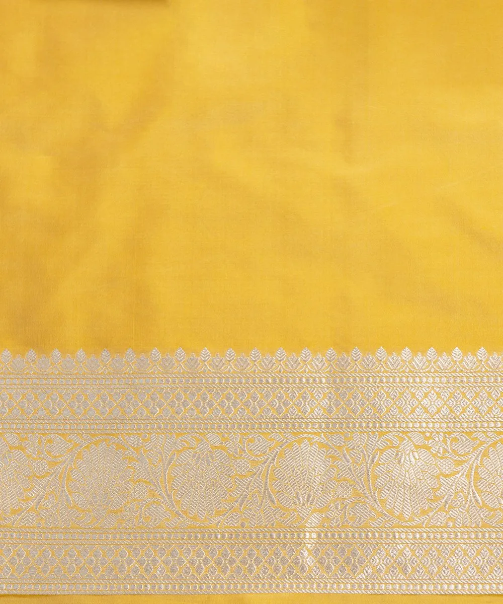 Handloom Mango Yellow Pure Katan Silk Banarasi Saree with Cutwork Booti