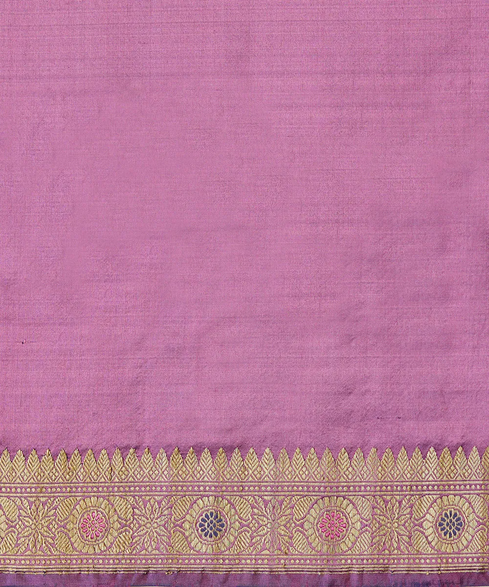 Handloom Purple Pure Malda Silk Banarasi Baluchari Saree With Kalka Pallu