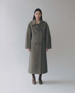 Handmade Long Wool Coat - Khaki Gray