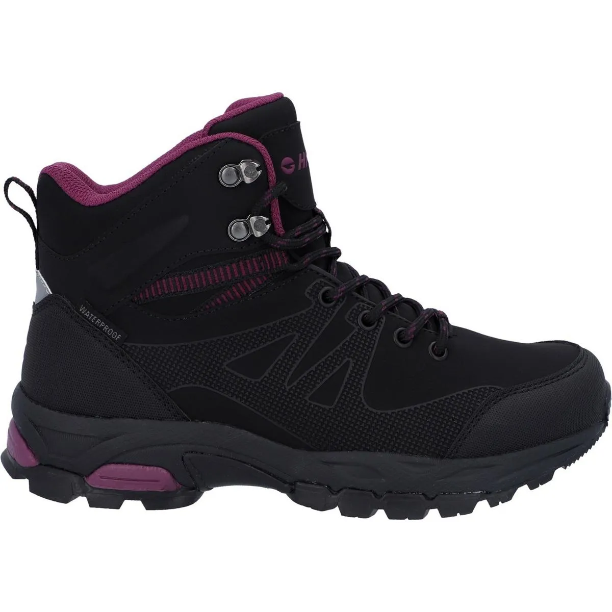 Hi-Tec Jackdaw Mid Waterproof Boot Black/Burgundy