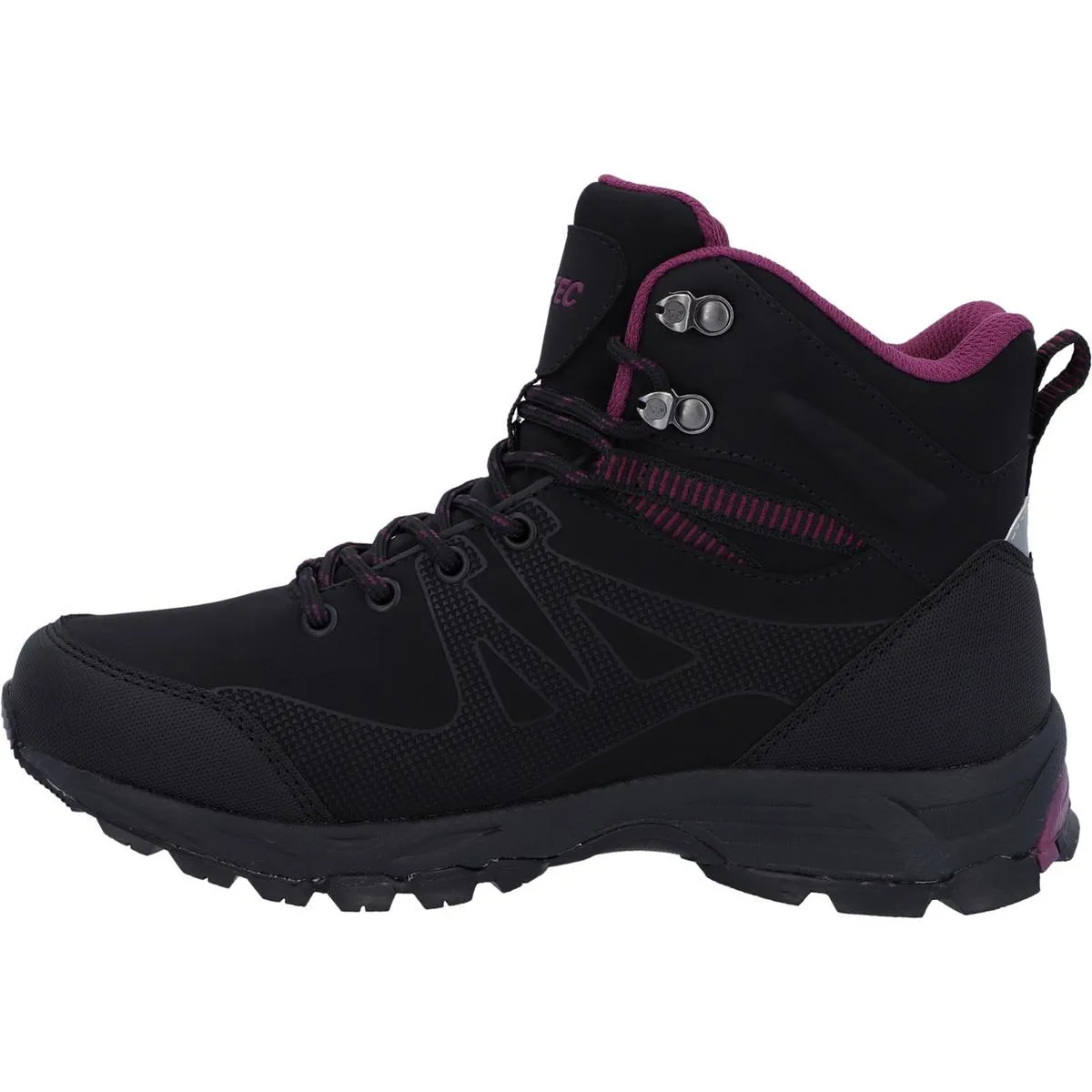 Hi-Tec Jackdaw Mid Waterproof Boot Black/Burgundy