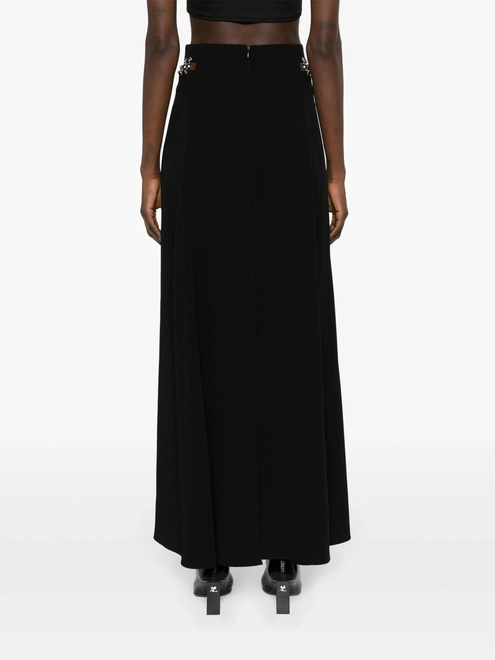 High-Waist Maxi Skirt with Eyelet Detail