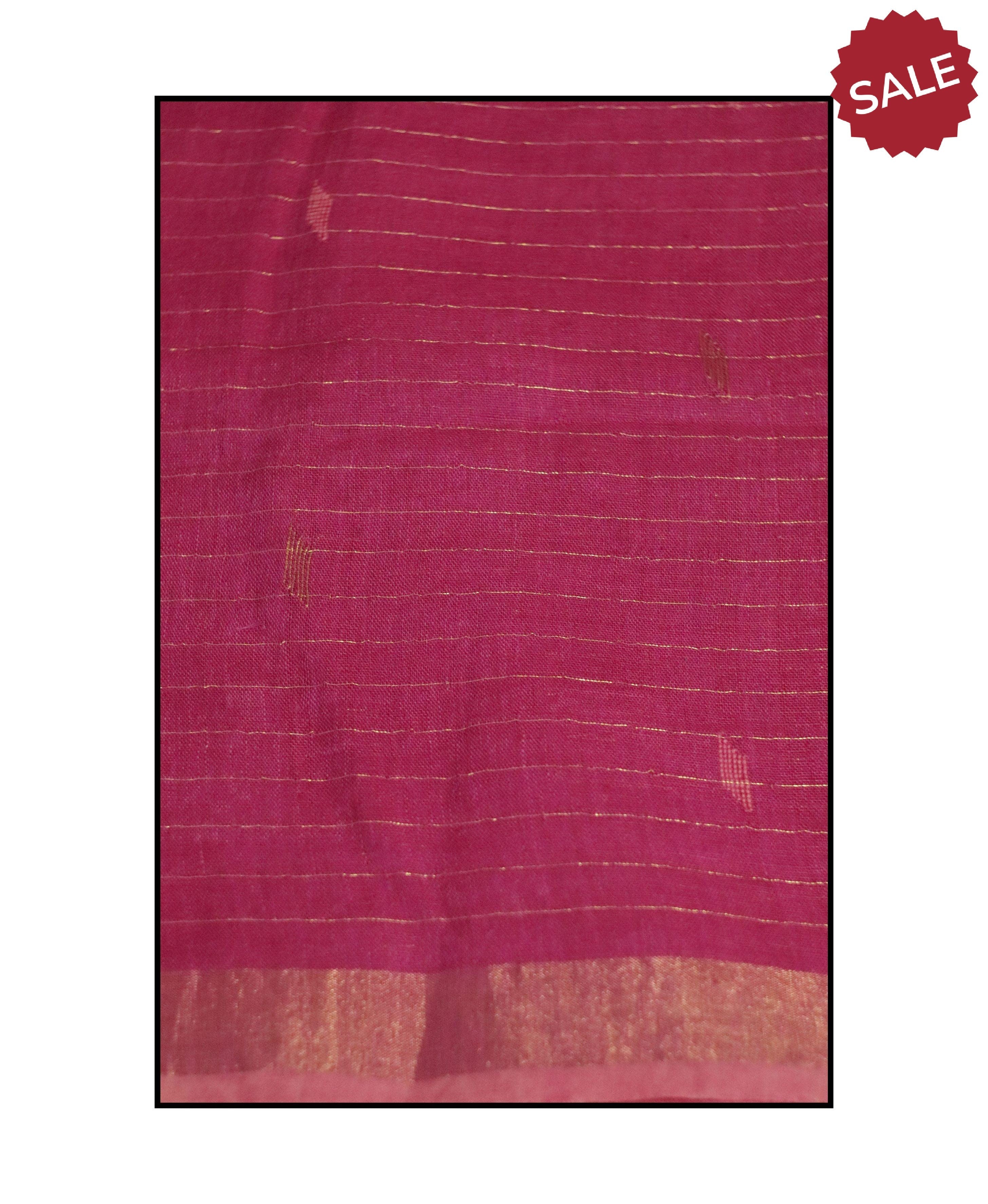 Kaisori Ekaya Gulab Jamdani Linen  saree