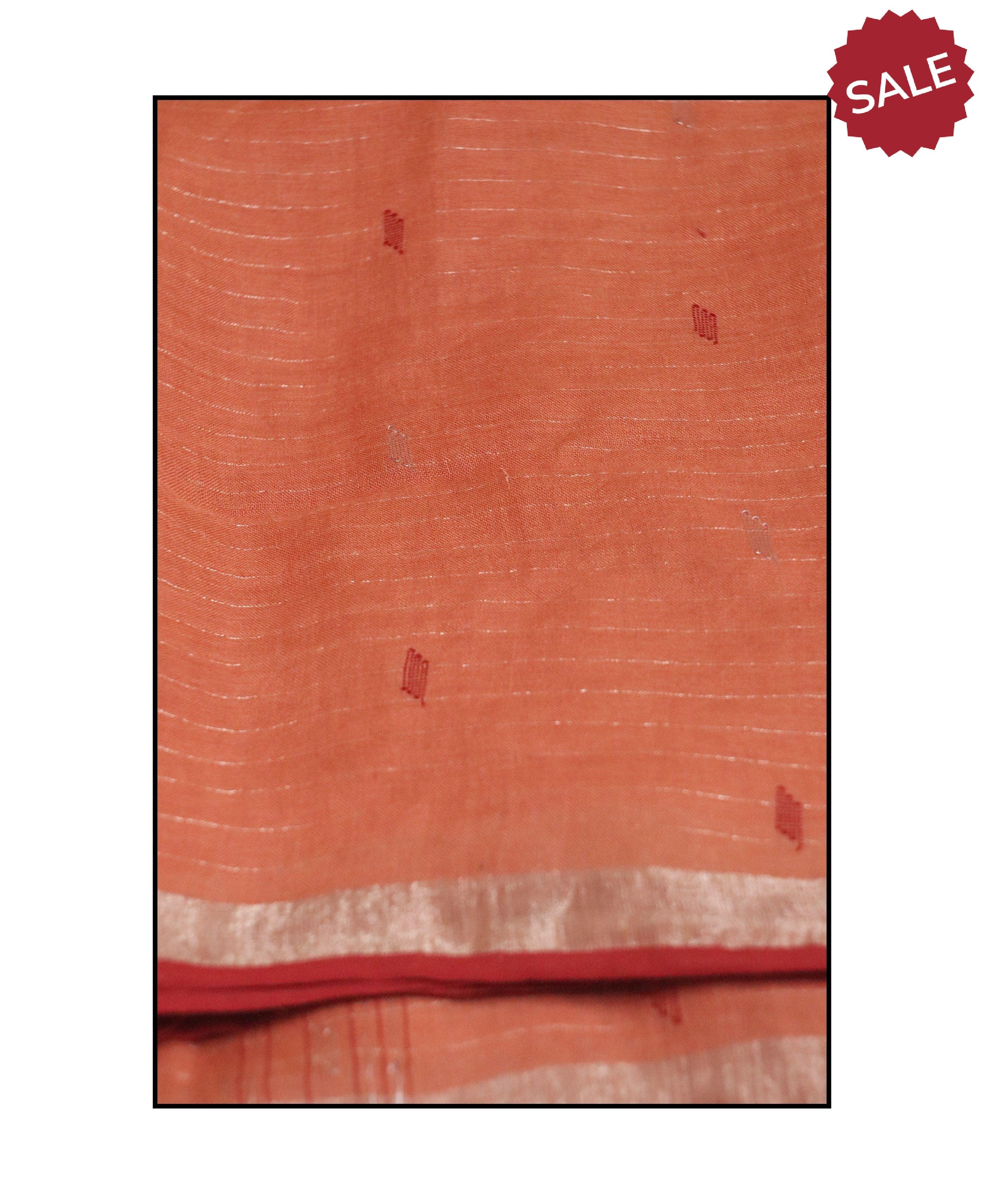 Kaisori Ekaya Narangi Jamdani Linen  saree