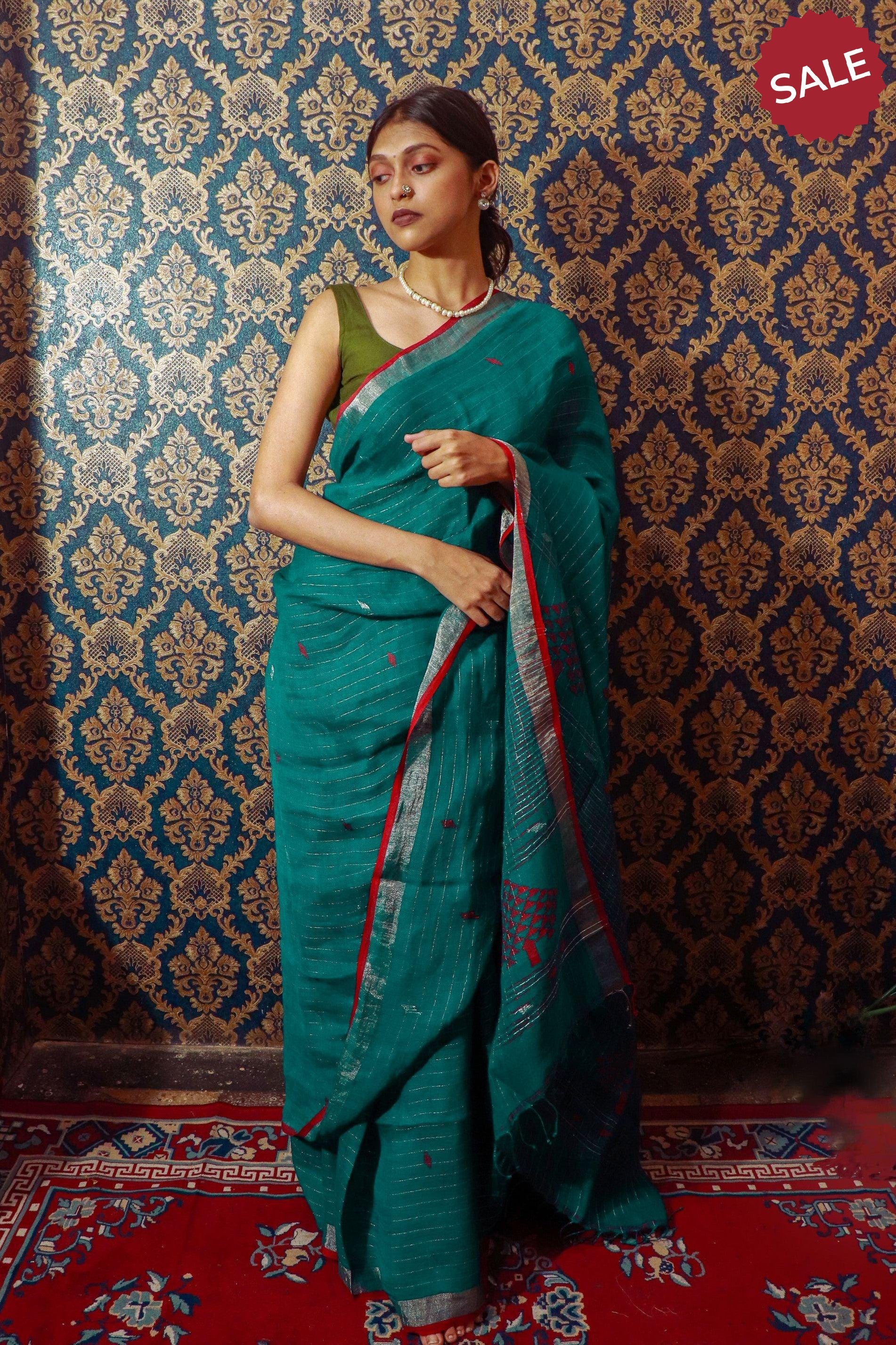 Kaisori Ekaya Tusli Linen Jamdani saree