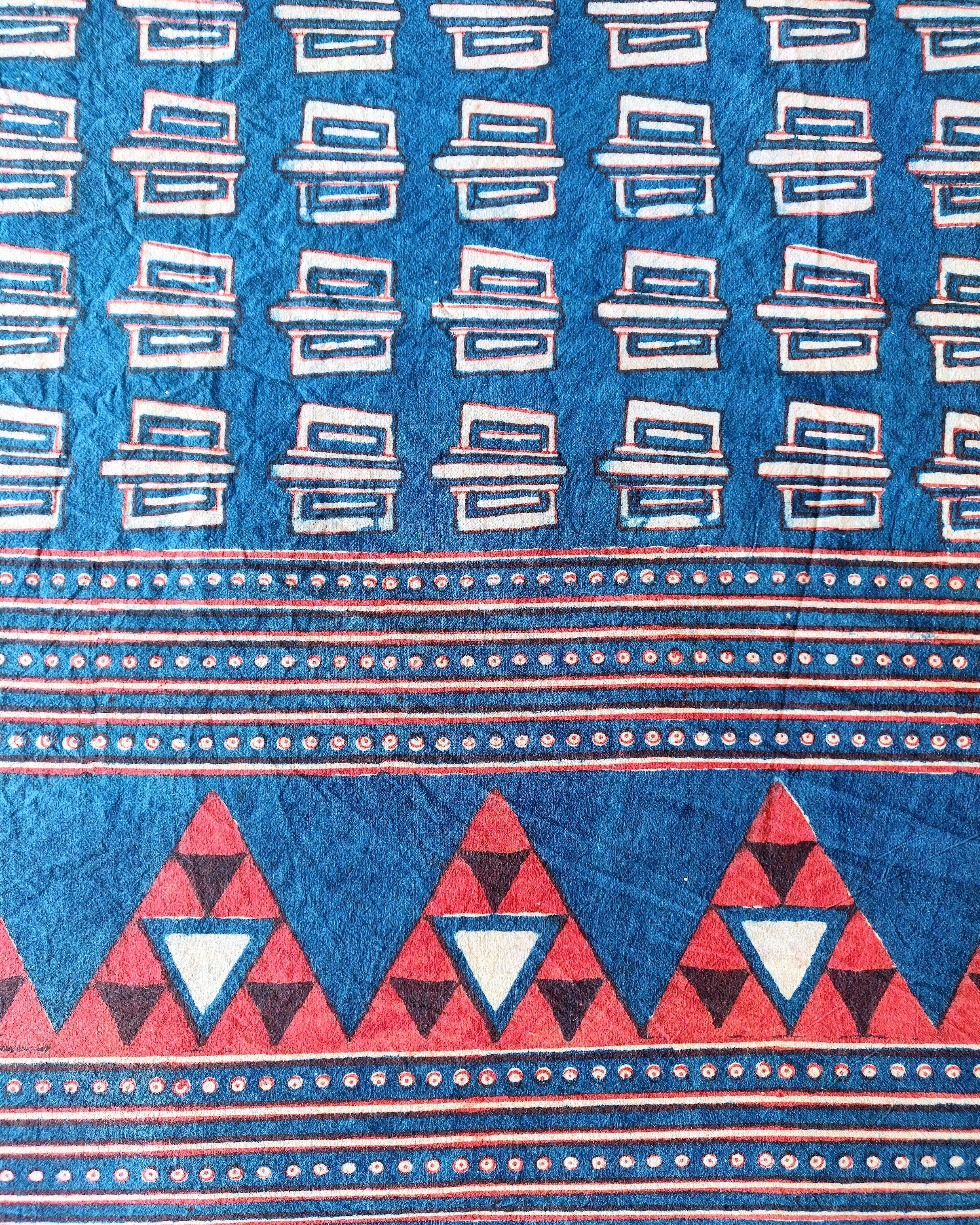 Kaisori Malhar DabU Indigo handblockprinted Balotra bedsheet